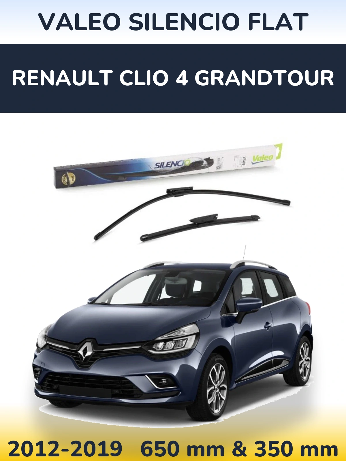Комплект передних дворников Valeo Silencio Flat 650 & 350 мм для Renault Clio 4 Grandtour 2012-2019