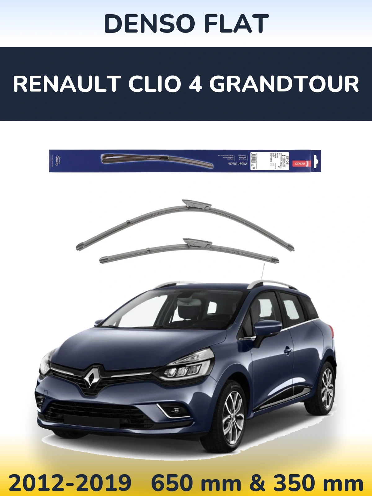 Komplet przednich wycieraczek Denso Flat 650 & 350 mm do Renault Clio 4 Grandtour 2012-2019
