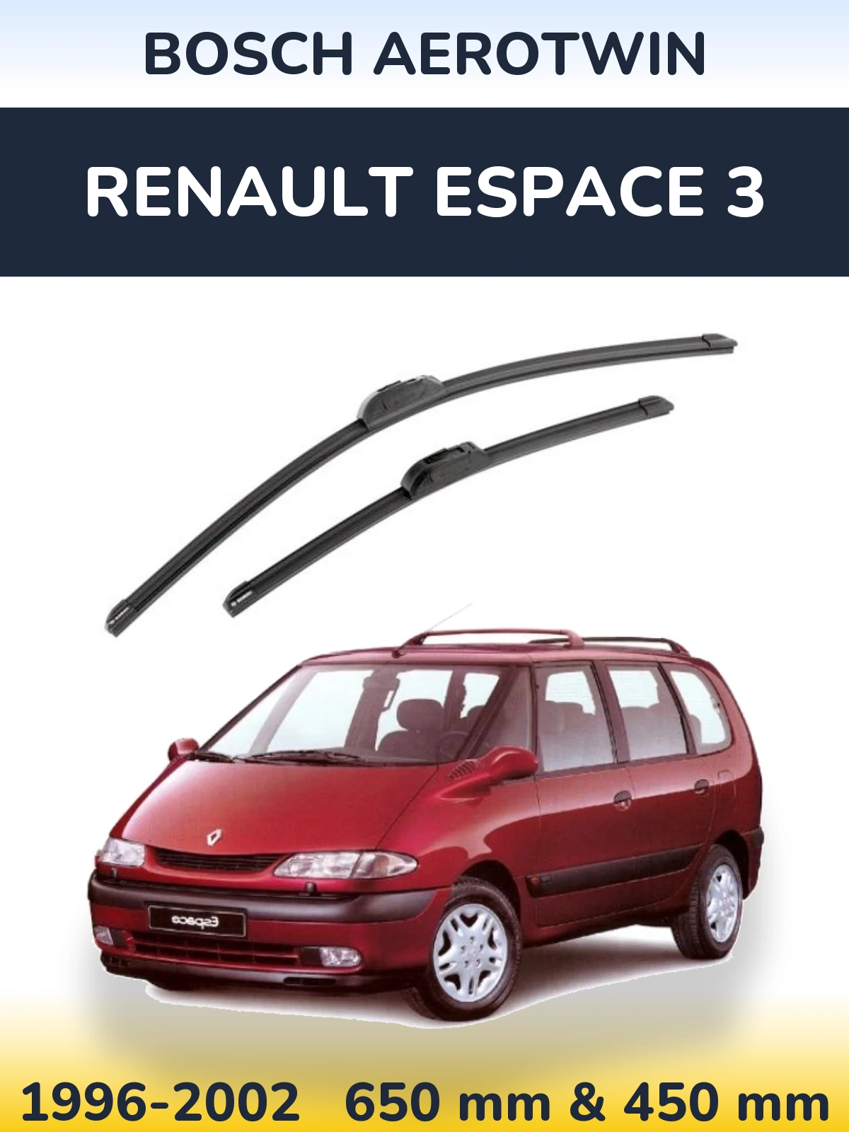 Komplet przednich wycieraczek BOSCH AeroTwin 650 & 450 mm do Renault Espace 3 1996-2002