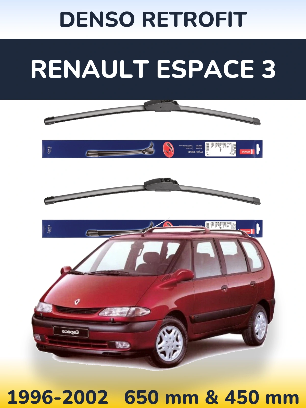 Комплект передних дворников Denso Retrofit 650 & 450 мм для Renault Espace 3 1996-2002