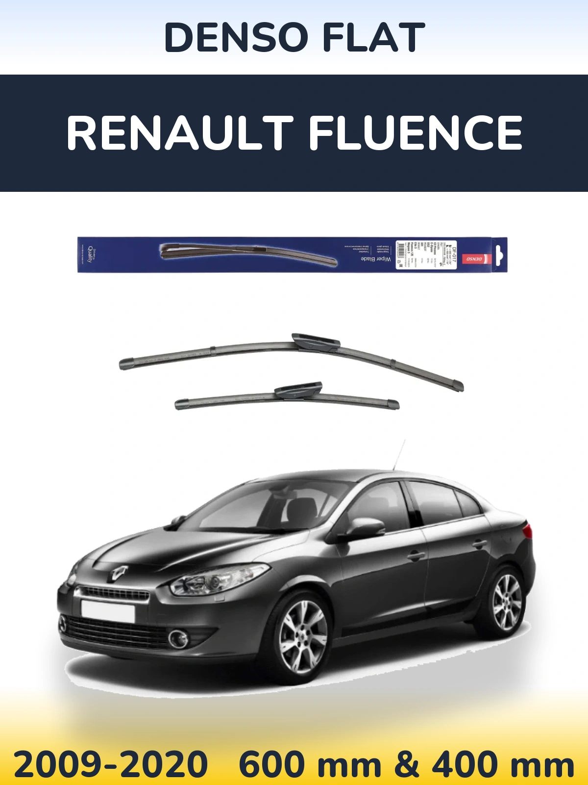 Комплект передніх щіток Denso Flat 600 & 400 мм для Renault Fluence 2009-2020