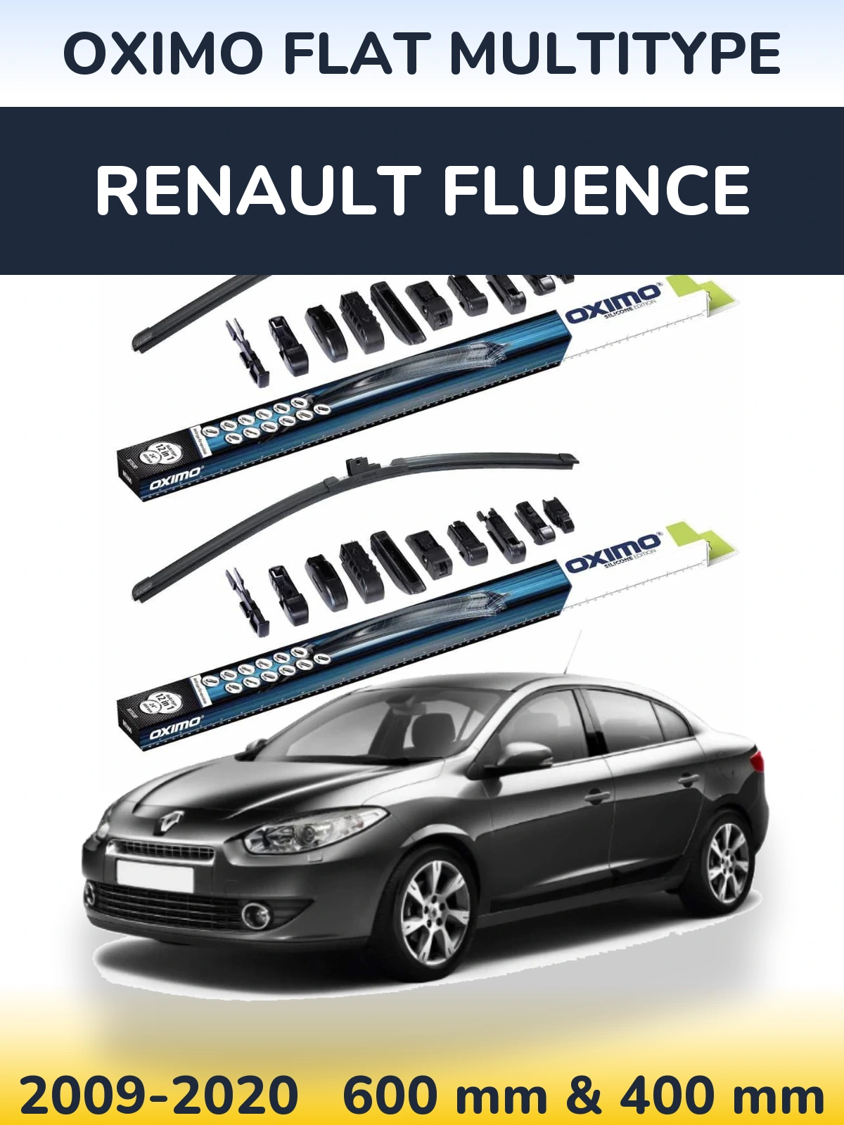 Komplet przednich wycieraczek Oximo Flat MultiType 600 & 400 mm do Renault Fluence 2009-2020