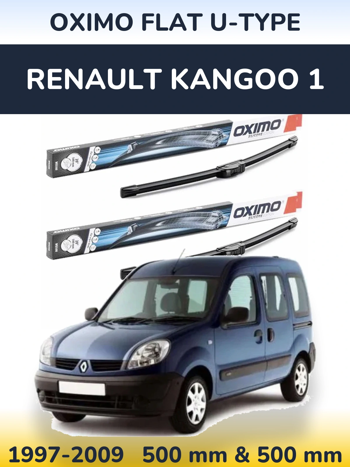 Komplet przednich wycieraczek Oximo Flat U-type 500 & 500 mm do Renault Kangoo 1 1997-2009