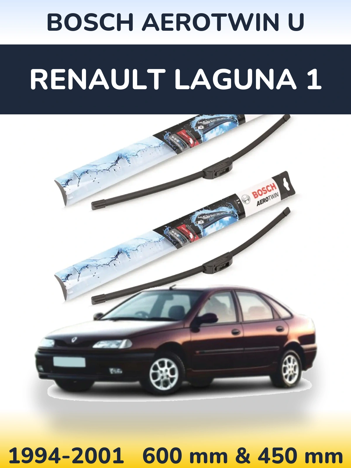 Komplet przednich wycieraczek BOSCH AeroTwin U 600 & 450 mm do Renault Laguna 1 1994-2001