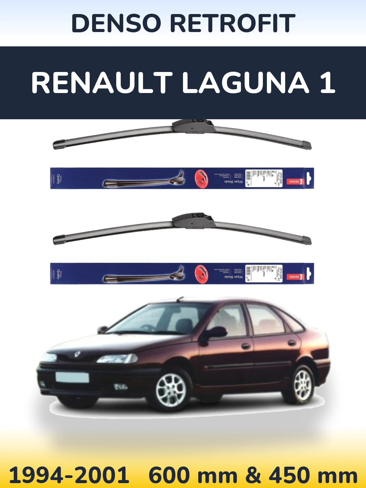 Komplet przednich wycieraczek Denso Retrofit 600 & 450 mm do Renault Laguna 1 1994-2001