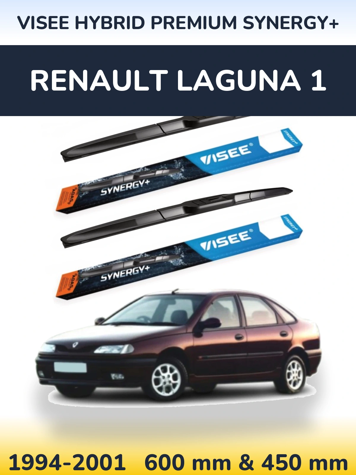 Komplet przednich wycieraczek VISEE HYBRID PREMIUM SYNERGY+ 600 & 450 mm do Renault Laguna 1 1994-2001