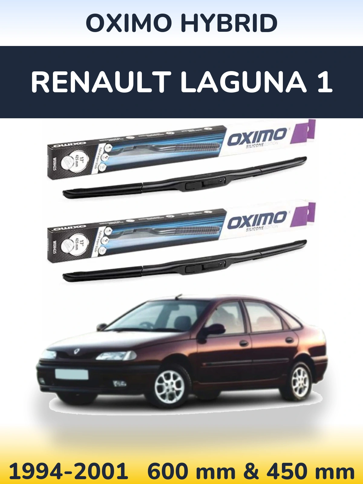 Komplet przednich wycieraczek Oximo Hybrid 600 & 450 mm do Renault Laguna 1 1994-2001
