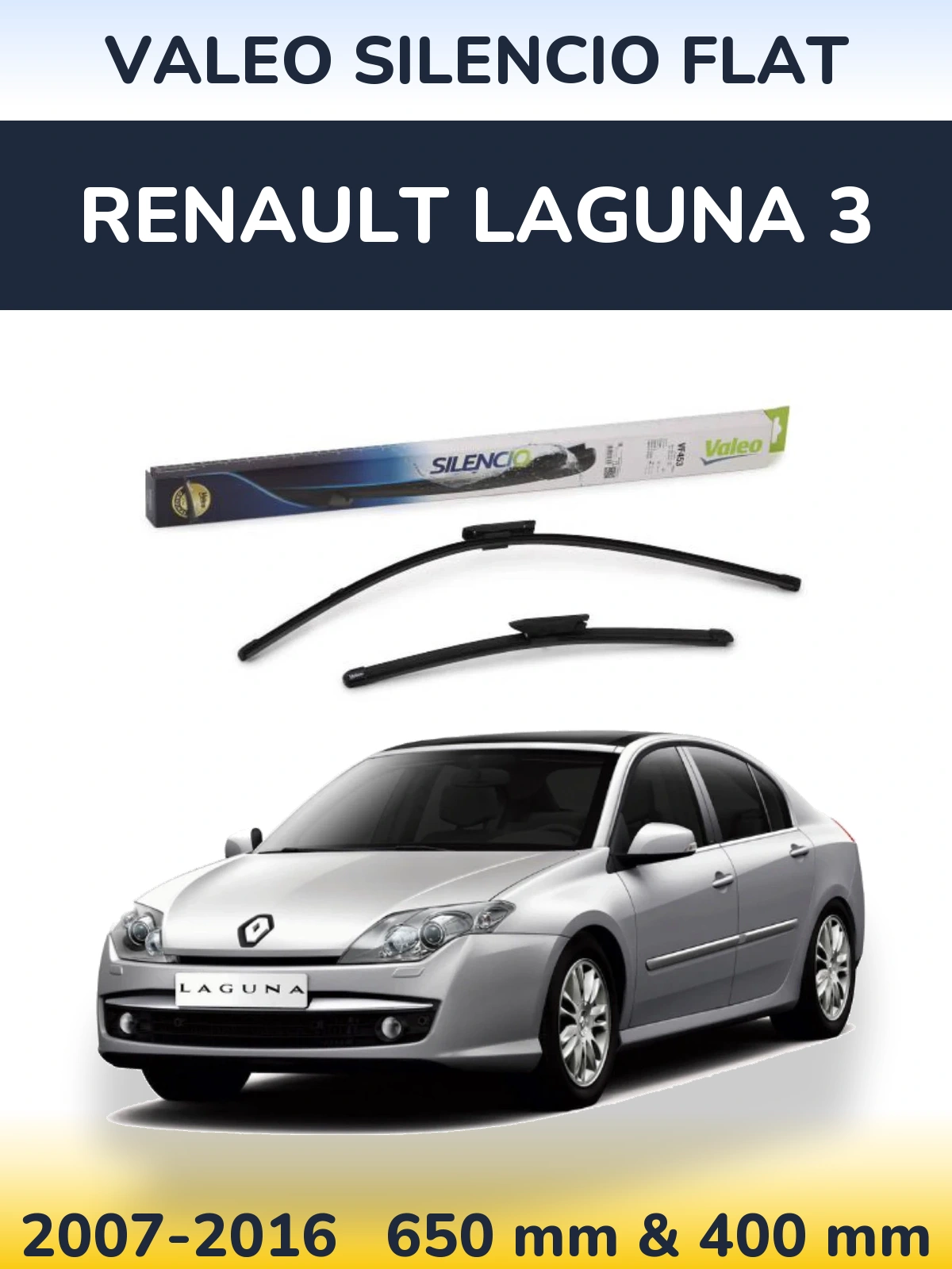 Komplet przednich wycieraczek Valeo Silencio Flat 650 & 400 mm do Renault Laguna 3 2007-2016