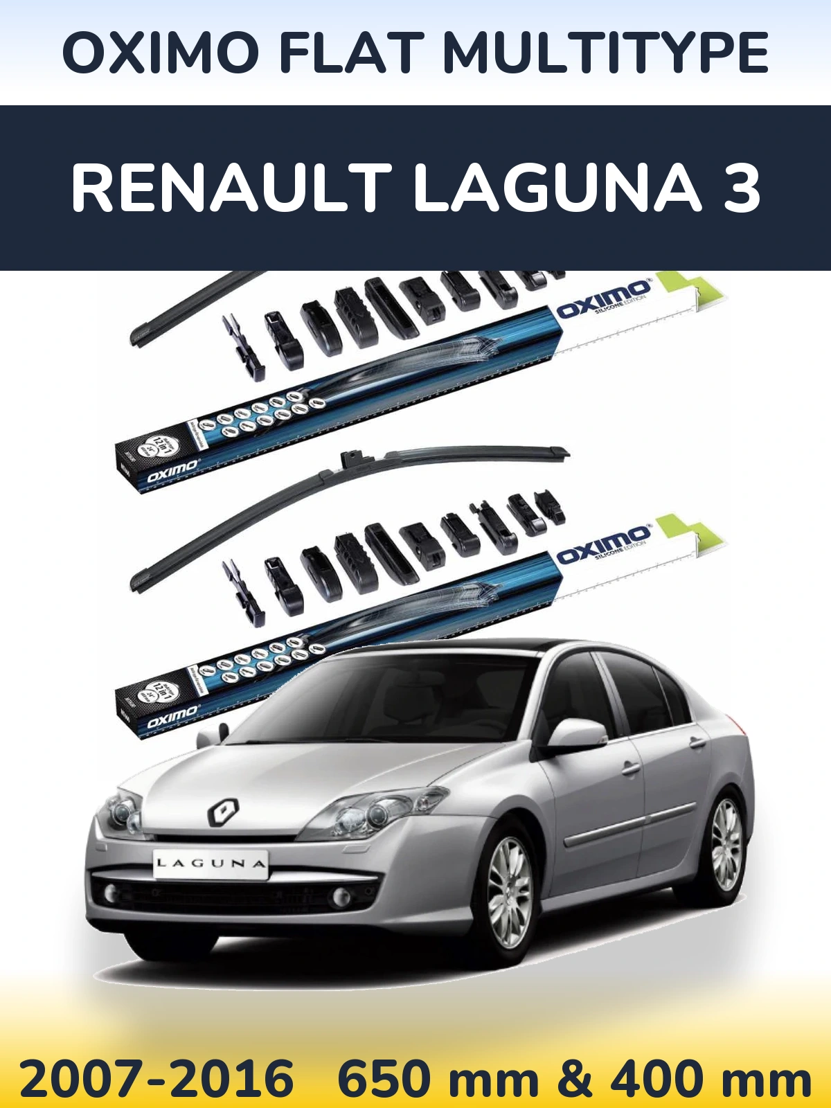 Komplet przednich wycieraczek Oximo Flat MultiType 650 & 400 mm do Renault Laguna 3 2007-2016