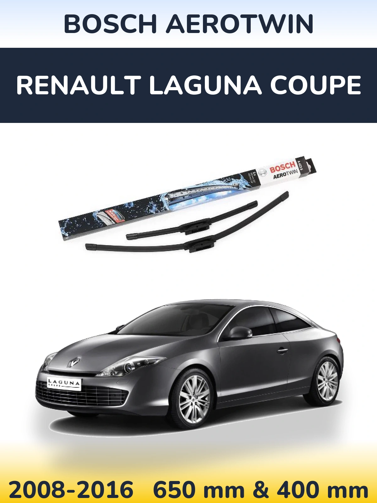 Komplet przednich wycieraczek BOSCH AeroTwin 650 & 400 mm do Renault Laguna Coupe 2008-2016