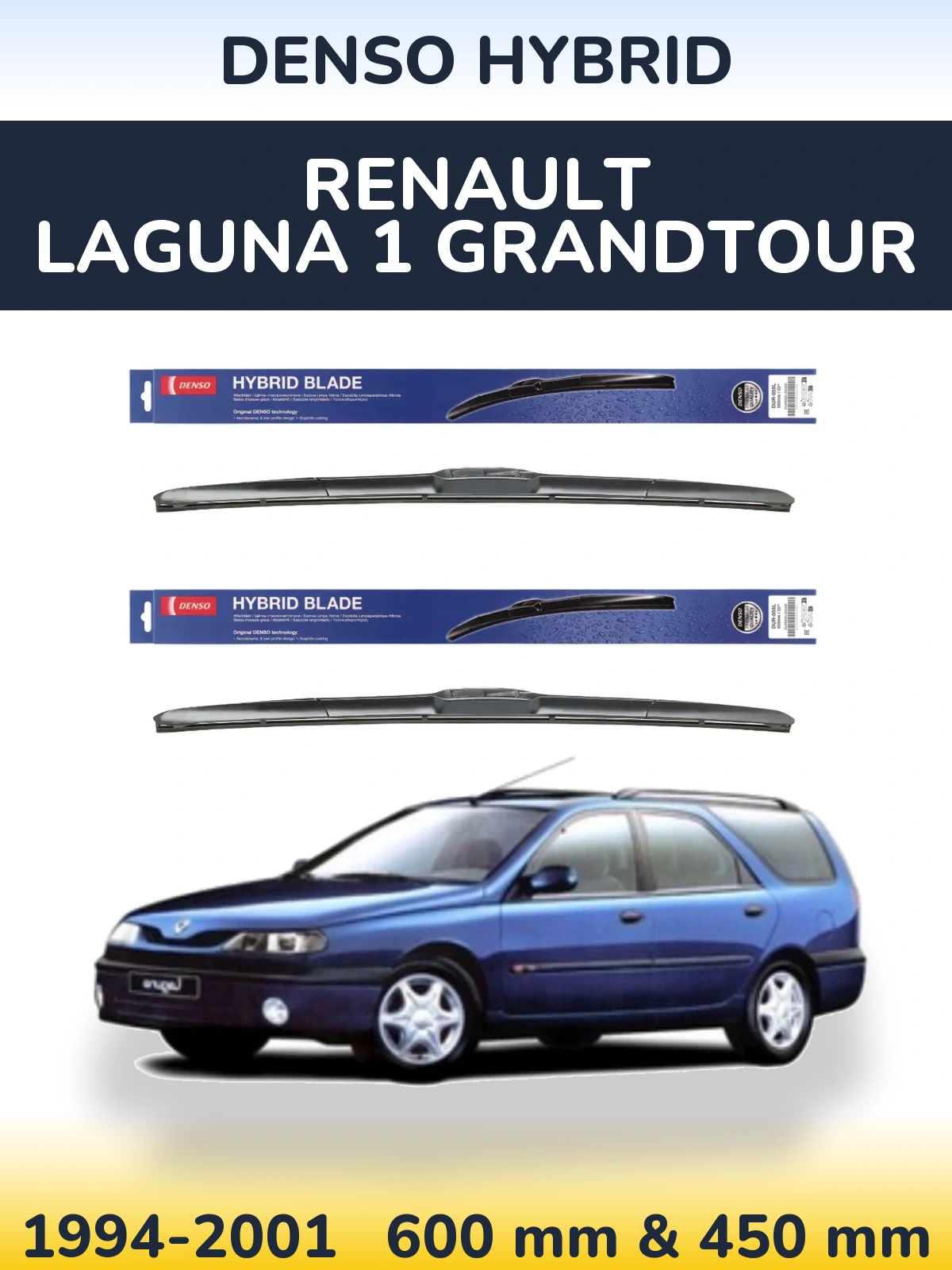 Komplet przednich wycieraczek Denso Hybrid 600 & 450 mm do Renault Laguna 1 Grandtour 1994-2001