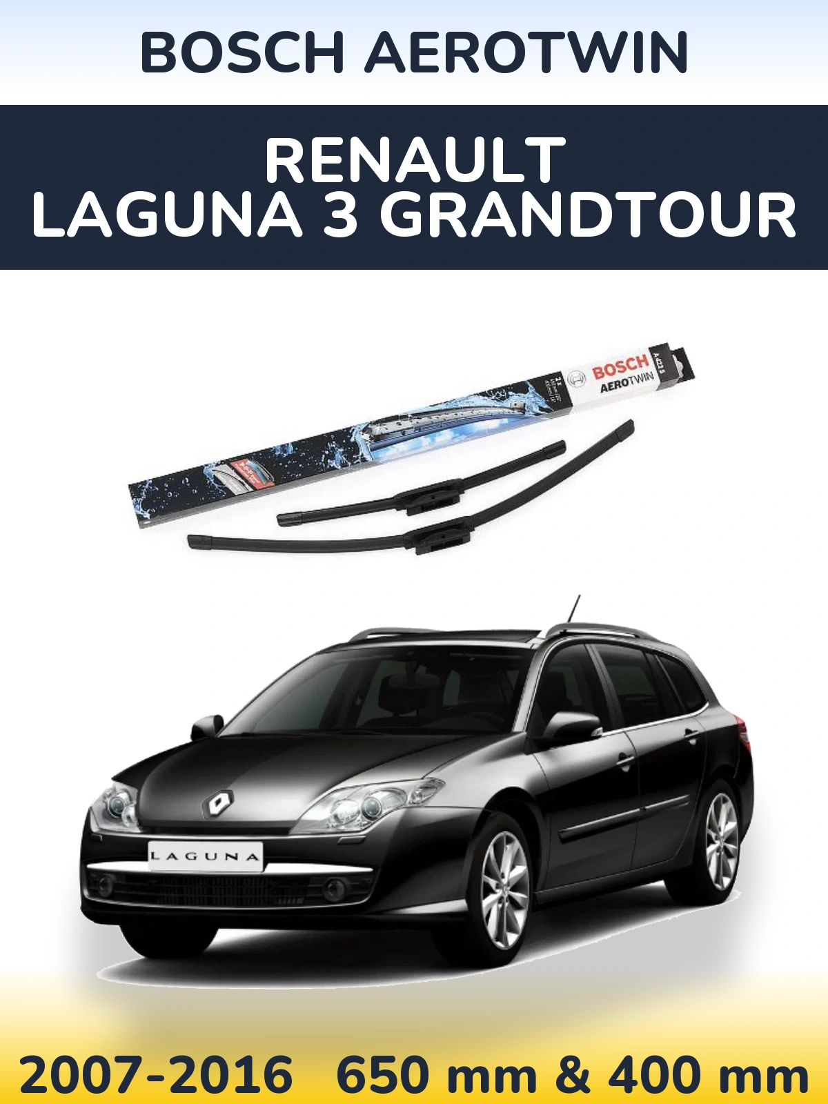 Komplet przednich wycieraczek BOSCH AeroTwin 650 & 400 mm do Renault Laguna 3 Grandtour 2007-2016