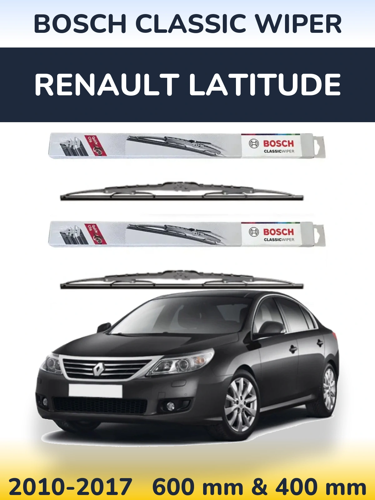 Komplet przednich wycieraczek BOSCH Classic Wiper 600 & 400 mm do Renault Latitude 2010-2017