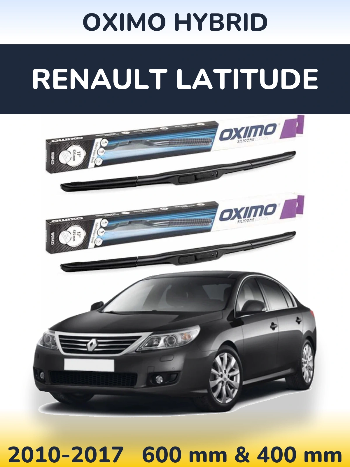 Komplet przednich wycieraczek Oximo Hybrid 600 & 400 mm do Renault Latitude 2010-2017