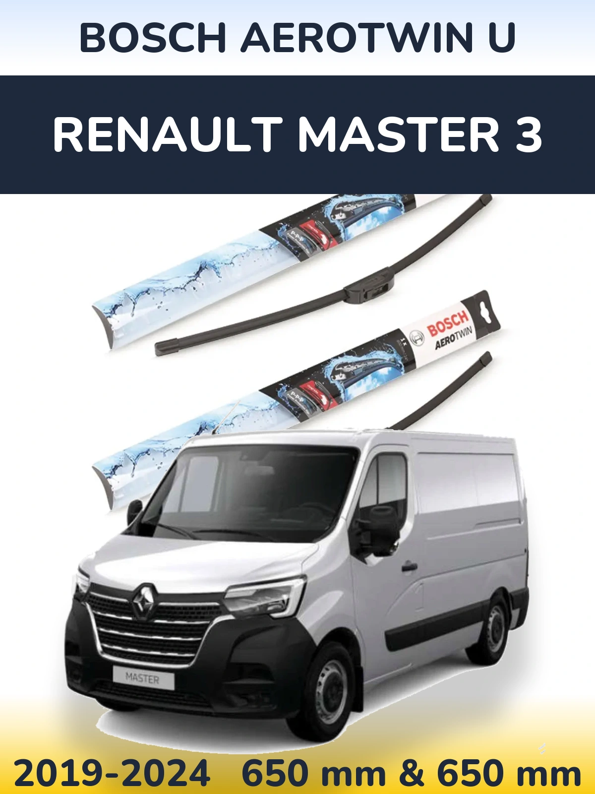Komplet przednich wycieraczek BOSCH AeroTwin U 650 & 650 mm do Renault Master 3 2019-2024