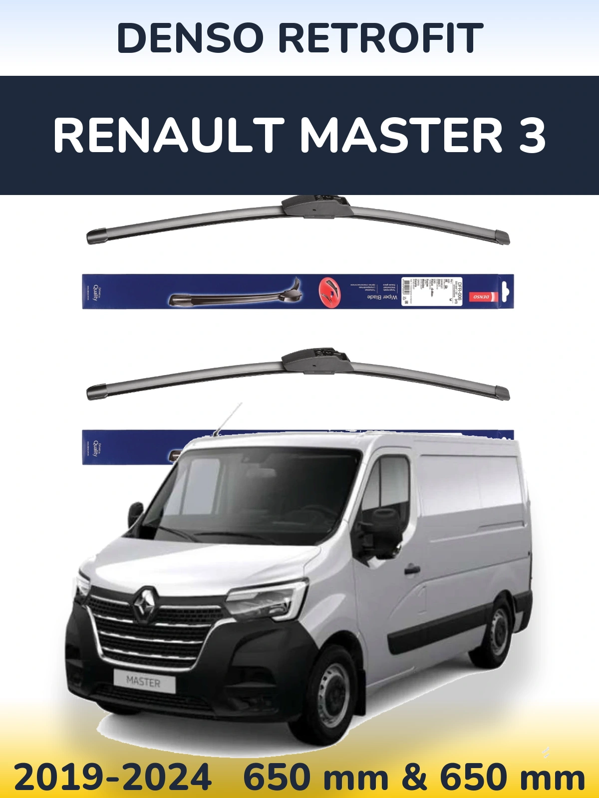 Комплект передних дворников Denso Retrofit 650 & 650 мм для Renault Master 3 2019-2024