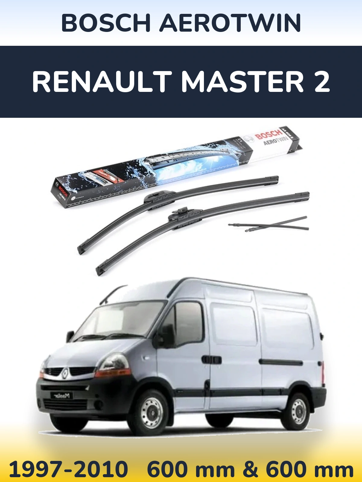 Komplet przednich wycieraczek BOSCH AeroTwin 600 & 600 mm do Renault Master 2 1997-2010