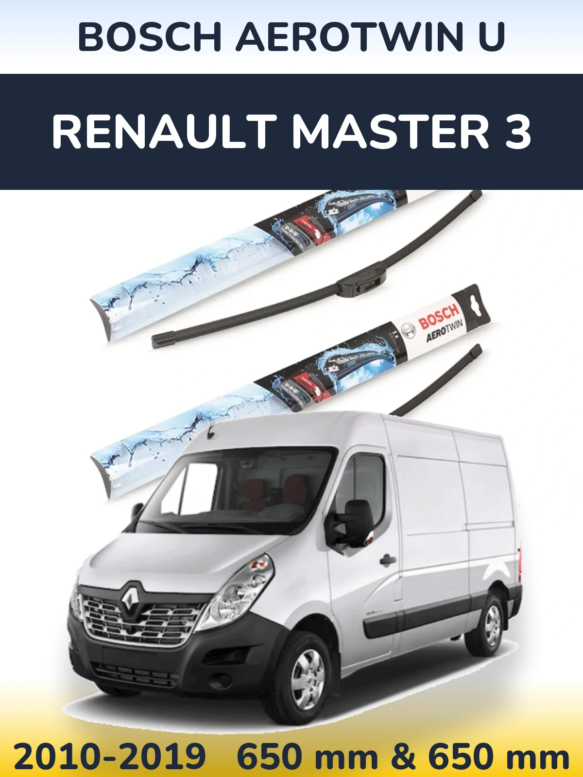 Komplet przednich wycieraczek BOSCH AeroTwin U 650 & 650 mm do Renault Master 3 2010-2019