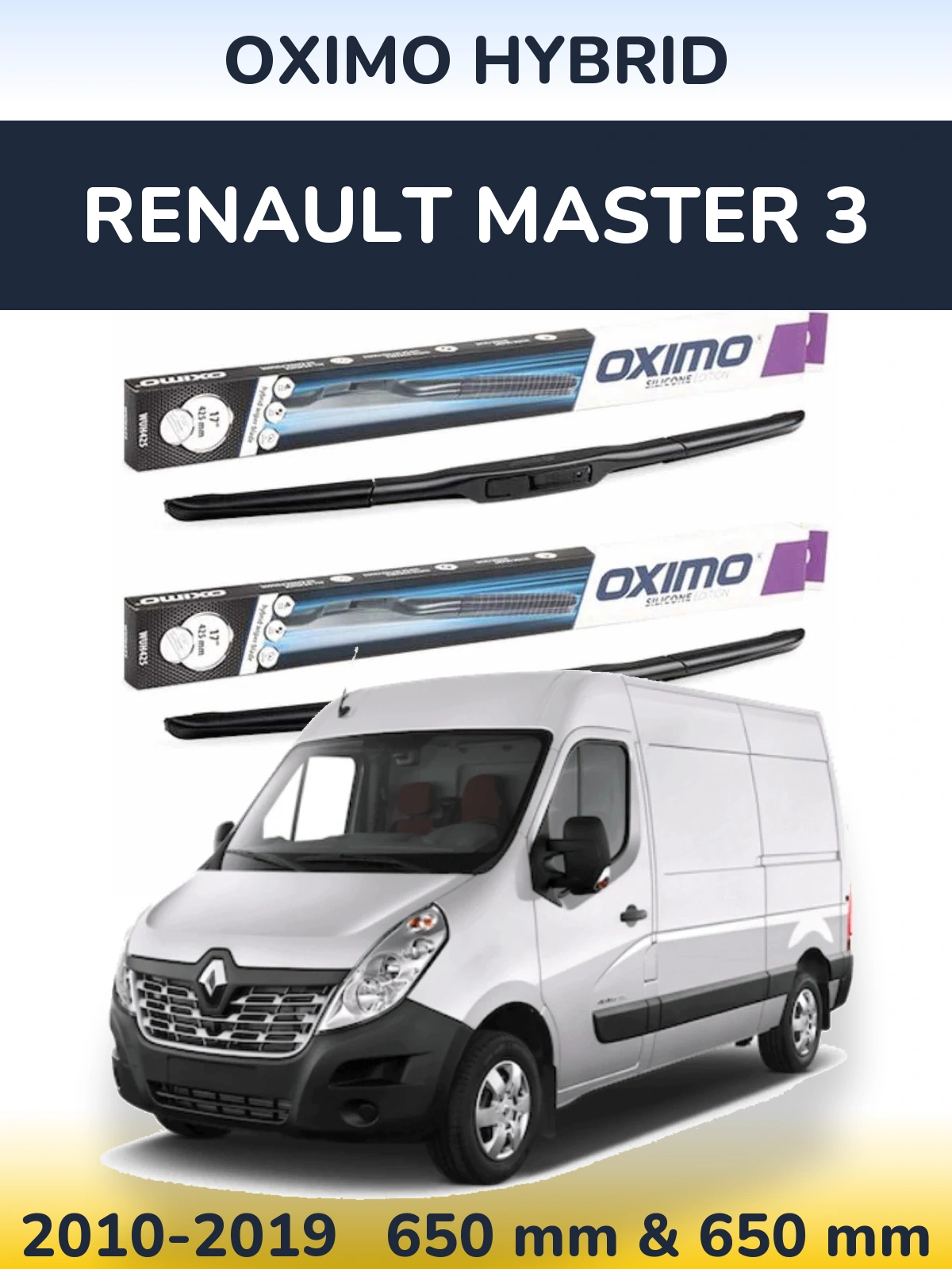 Komplet przednich wycieraczek Oximo Hybrid 650 & 650 mm do Renault Master 3 2010-2019