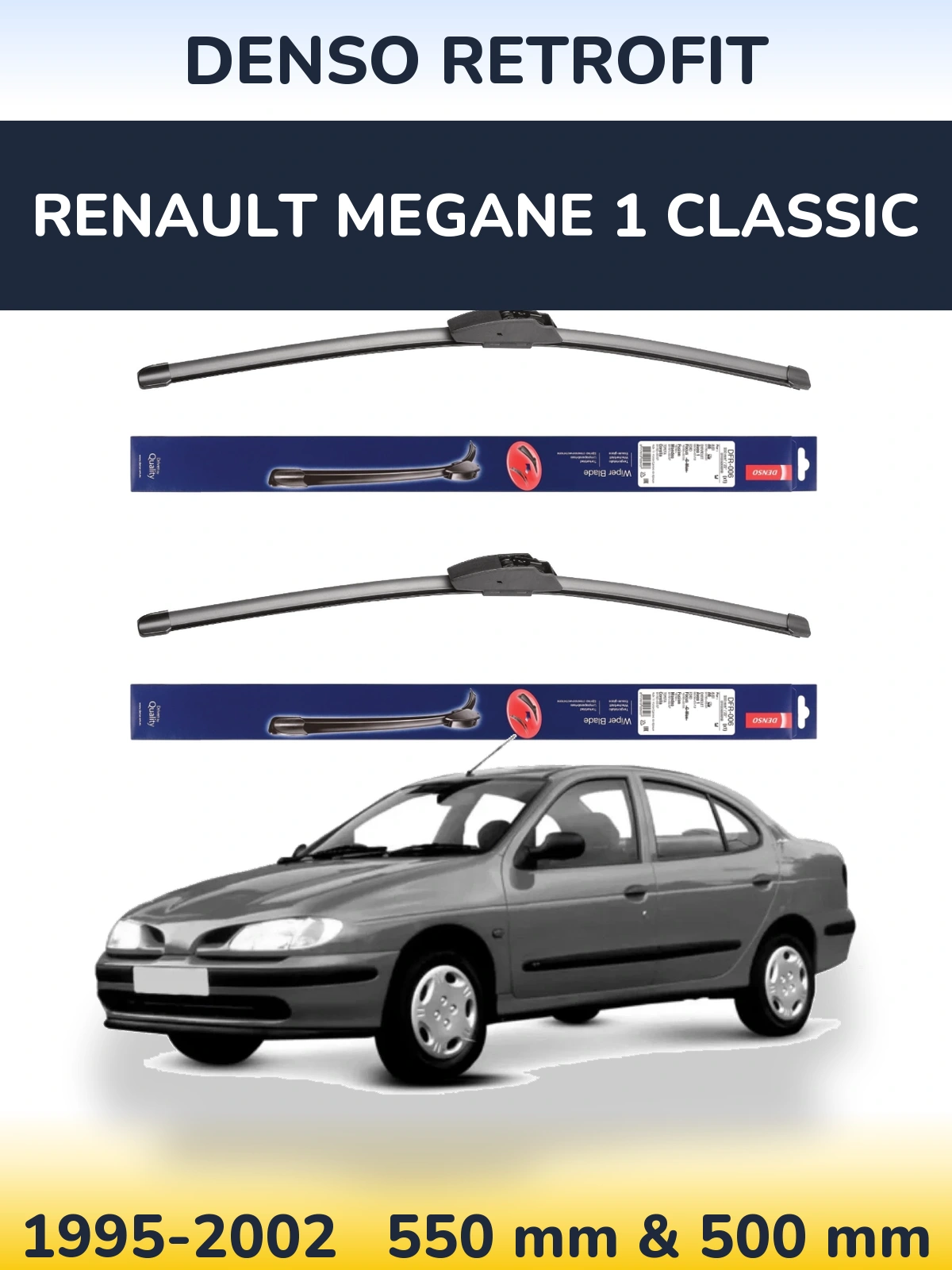 Komplet przednich wycieraczek Denso Retrofit 550 & 500 mm do Renault Megane 1 Classic 1995-2002