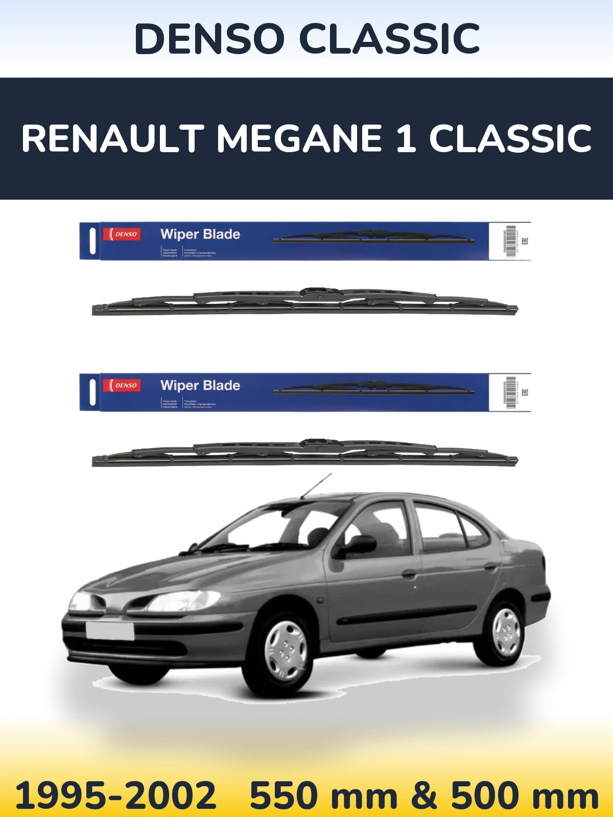 Komplet przednich wycieraczek Denso Classic 550 & 500 mm do Renault Megane 1 Classic 1995-2002