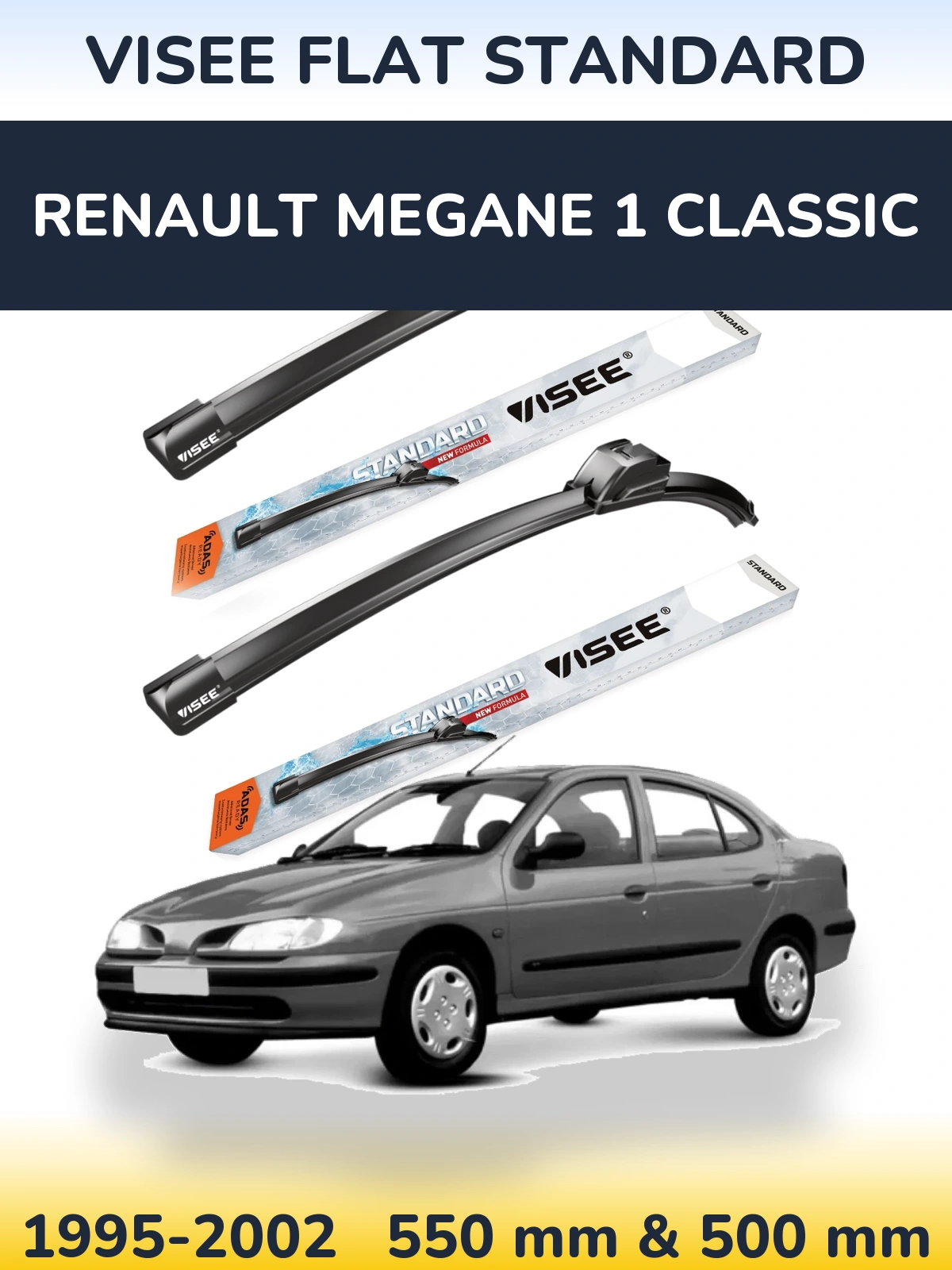 Комплект передних дворников VISEE FLAT STANDARD 550 & 500 мм для Renault Megane 1 Classic 1995-2002