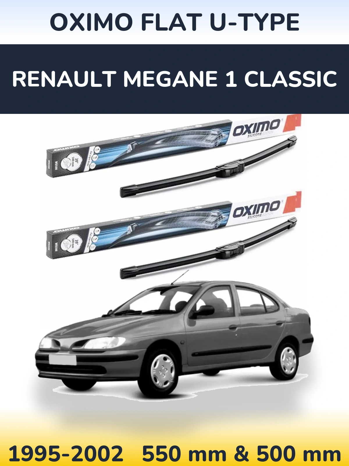 Komplet przednich wycieraczek Oximo Flat U-type 550 & 500 mm do Renault Megane 1 Classic 1995-2002