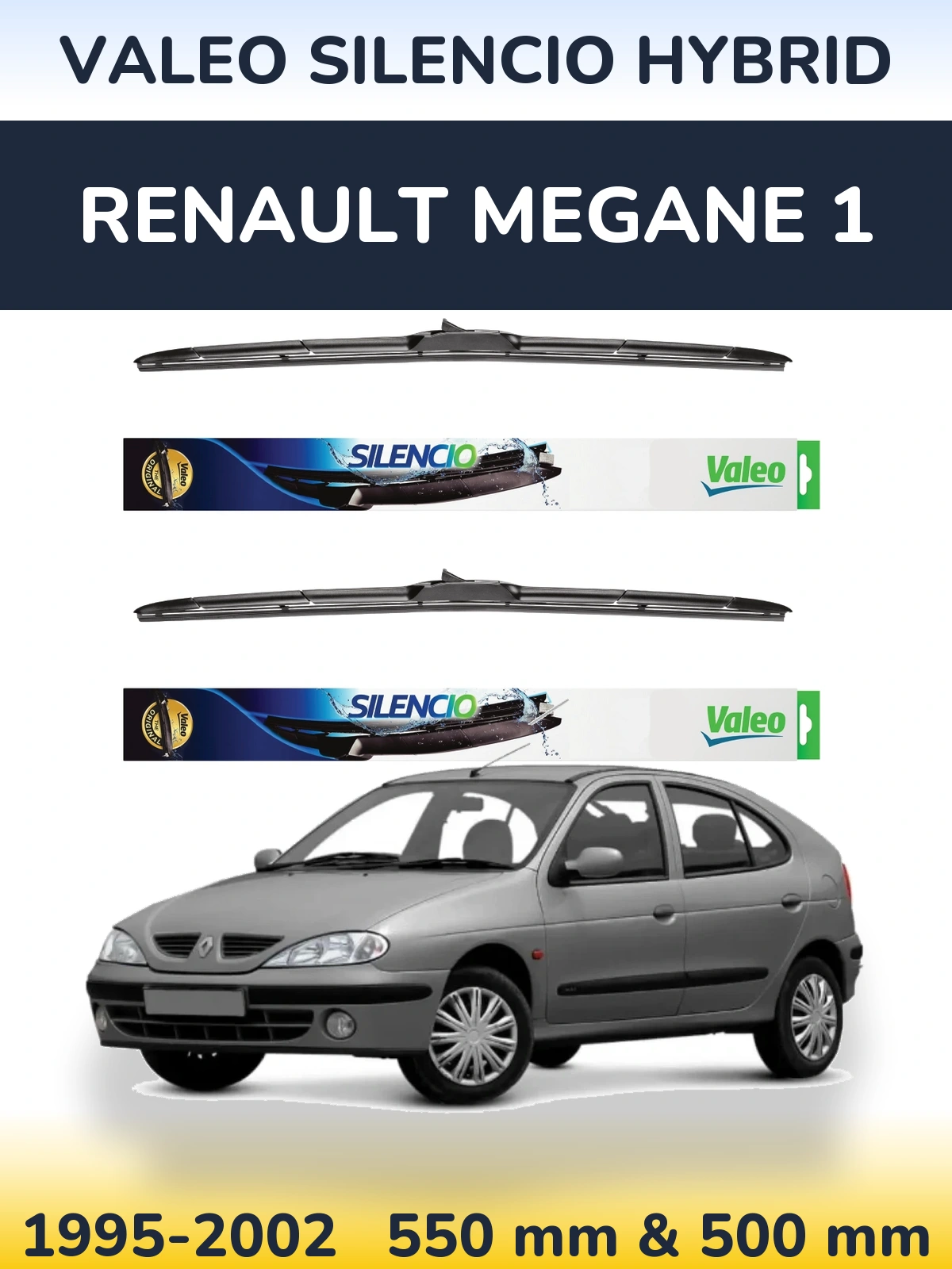 Komplet przednich wycieraczek Valeo Silencio Hybrid 550 & 500 mm do Renault Megane 1 1995-2002