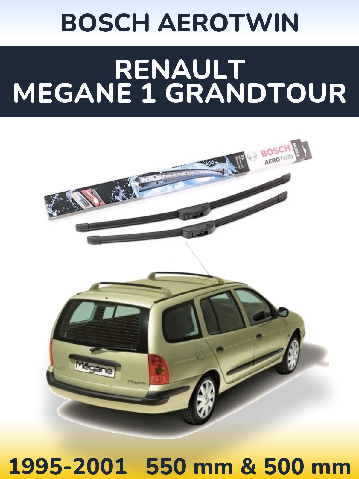 Комплект передних дворников BOSCH AeroTwin 550 & 500 мм для Renault Megane 1 Grandtour 1995-2001