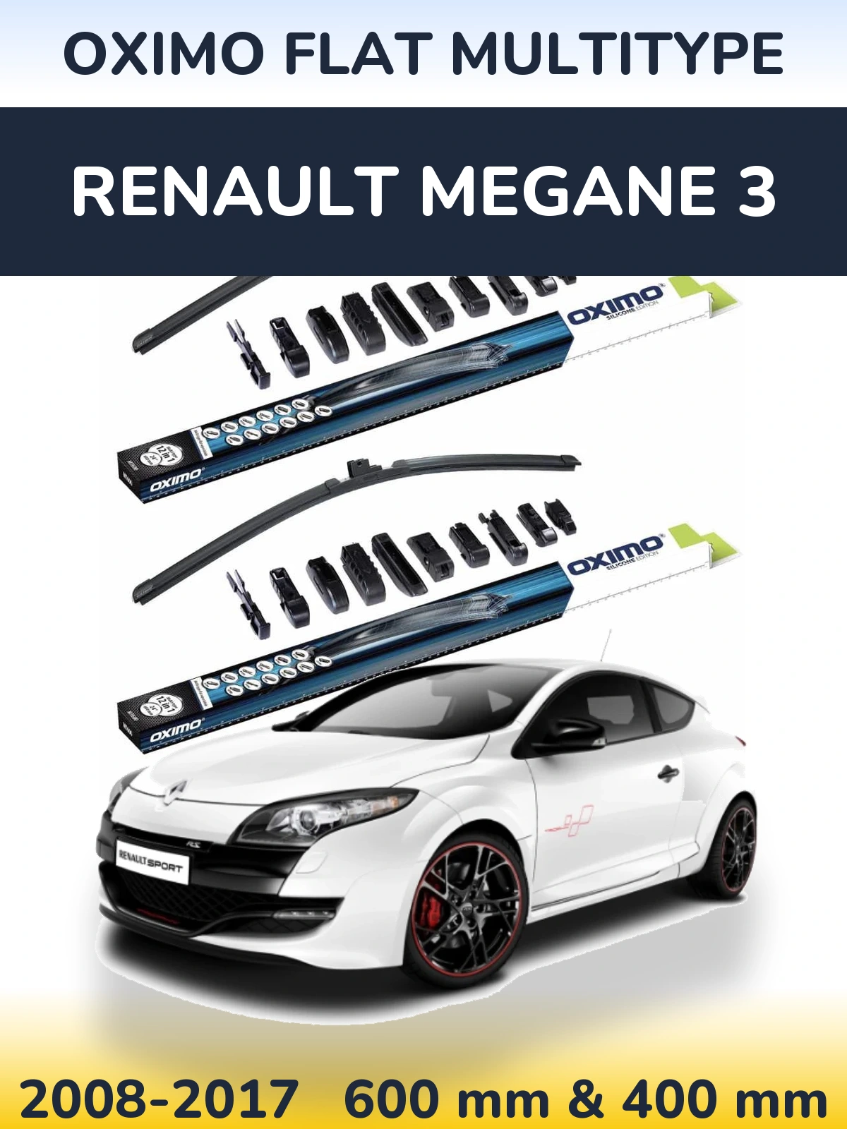 Komplet przednich wycieraczek Oximo Flat MultiType 600 & 400 mm do Renault Megane 3 2008-2017
