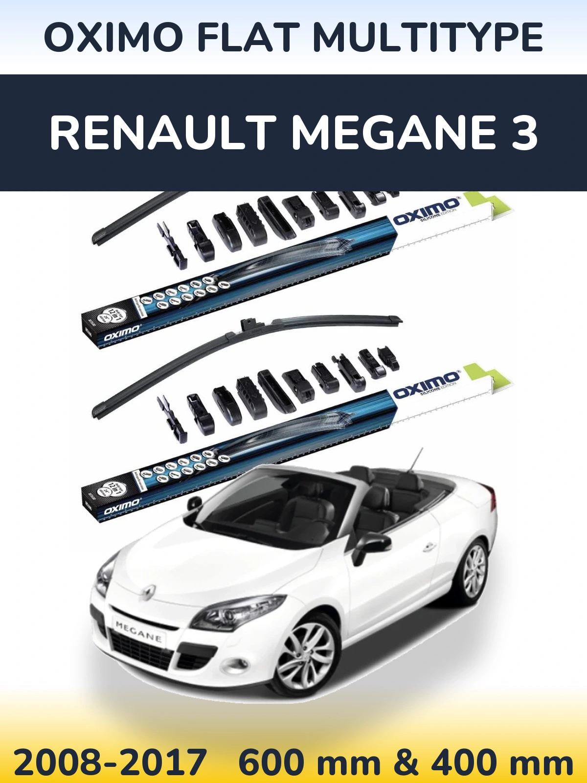 Komplet przednich wycieraczek Oximo Flat MultiType 600 & 400 mm do Renault Megane 3 2008-2017