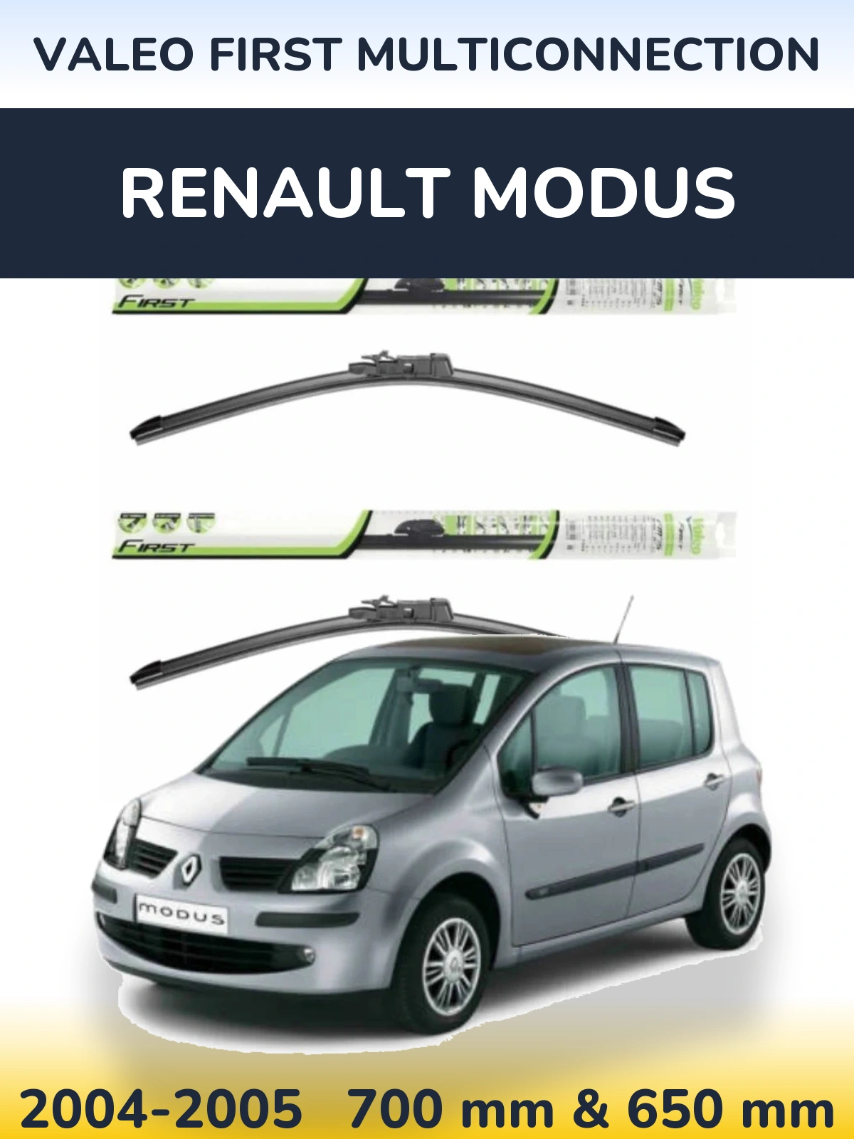 Комплект передних дворников Valeo First MultiConnection 700 & 650 мм для Renault Modus 2004-2005
