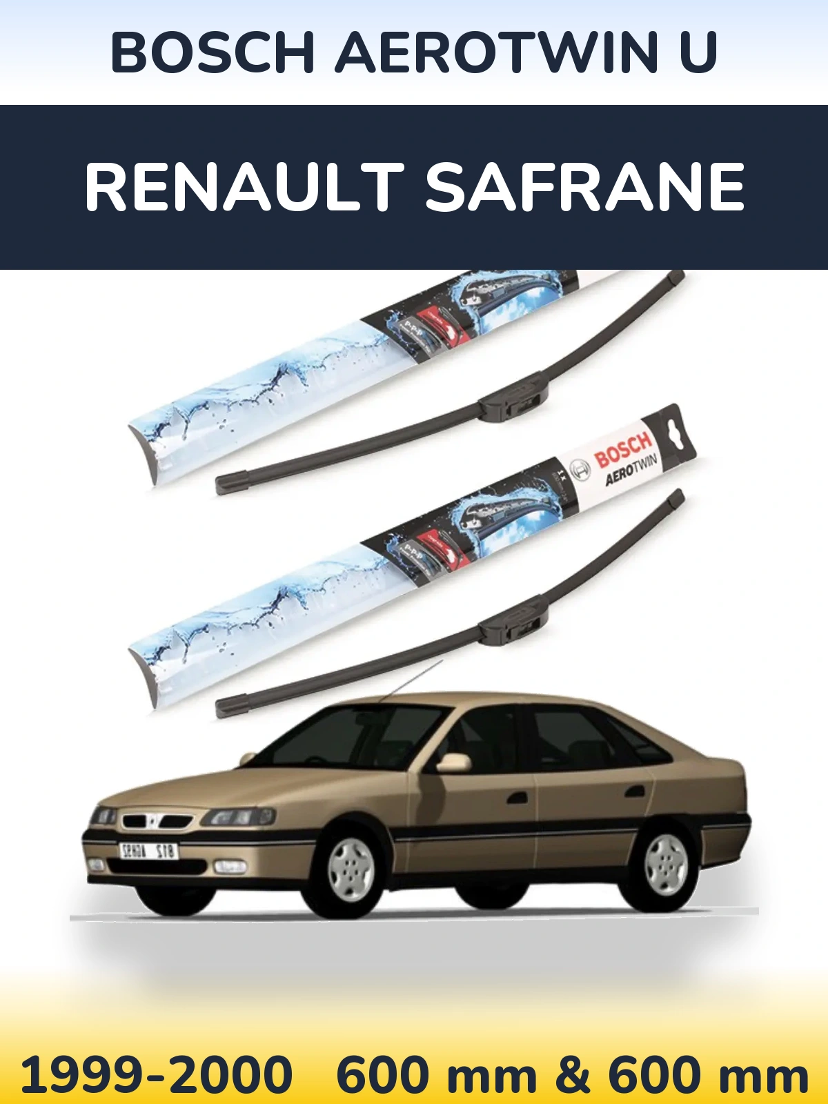 Komplet przednich wycieraczek BOSCH AeroTwin U 600 & 600 mm do Renault Safrane 1999-2000