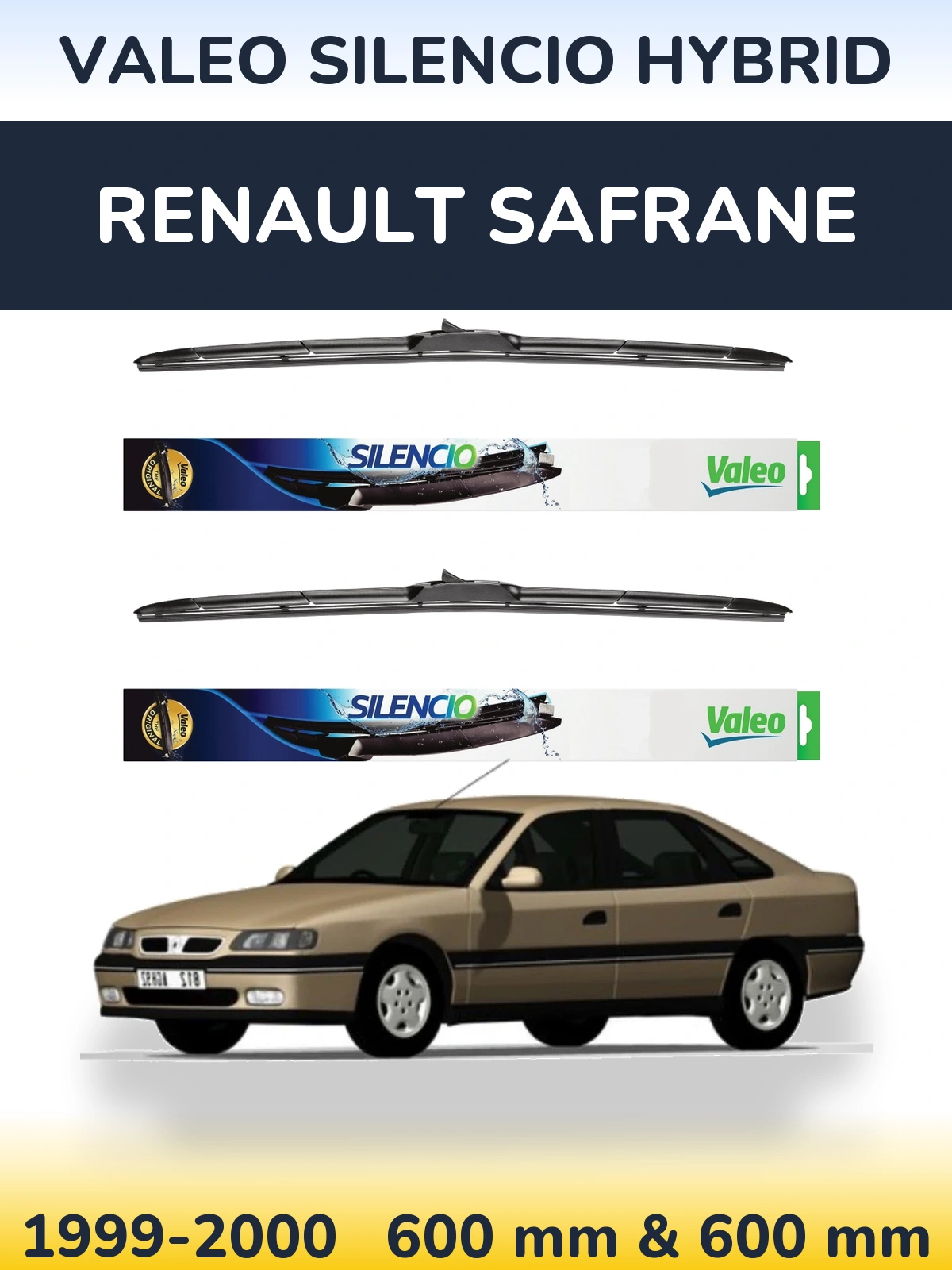 Комплект передних дворников Valeo Silencio Hybrid 600 & 600 мм для Renault Safrane 1999-2000