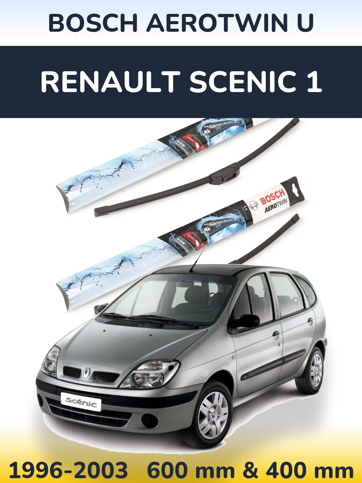 Komplet przednich wycieraczek BOSCH AeroTwin U 600 & 400 mm do Renault Scenic 1 1996-2003