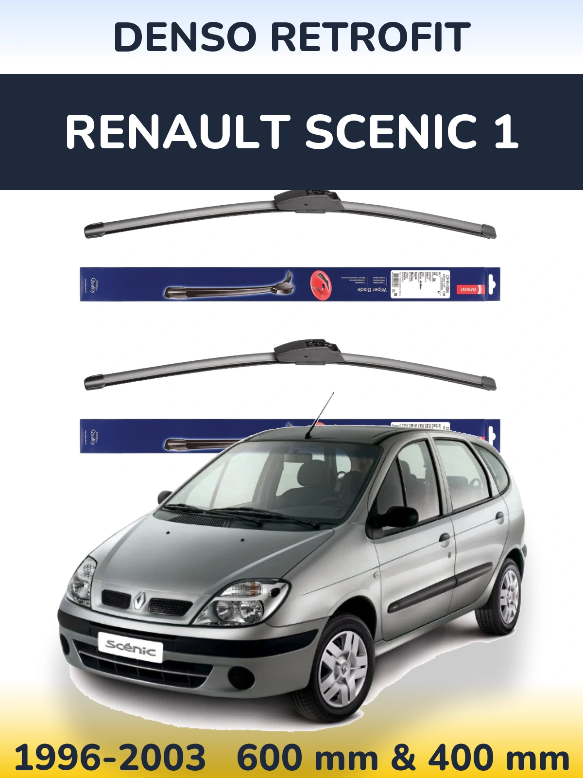 Komplet przednich wycieraczek Denso Retrofit 600 & 400 mm do Renault Scenic 1 1996-2003
