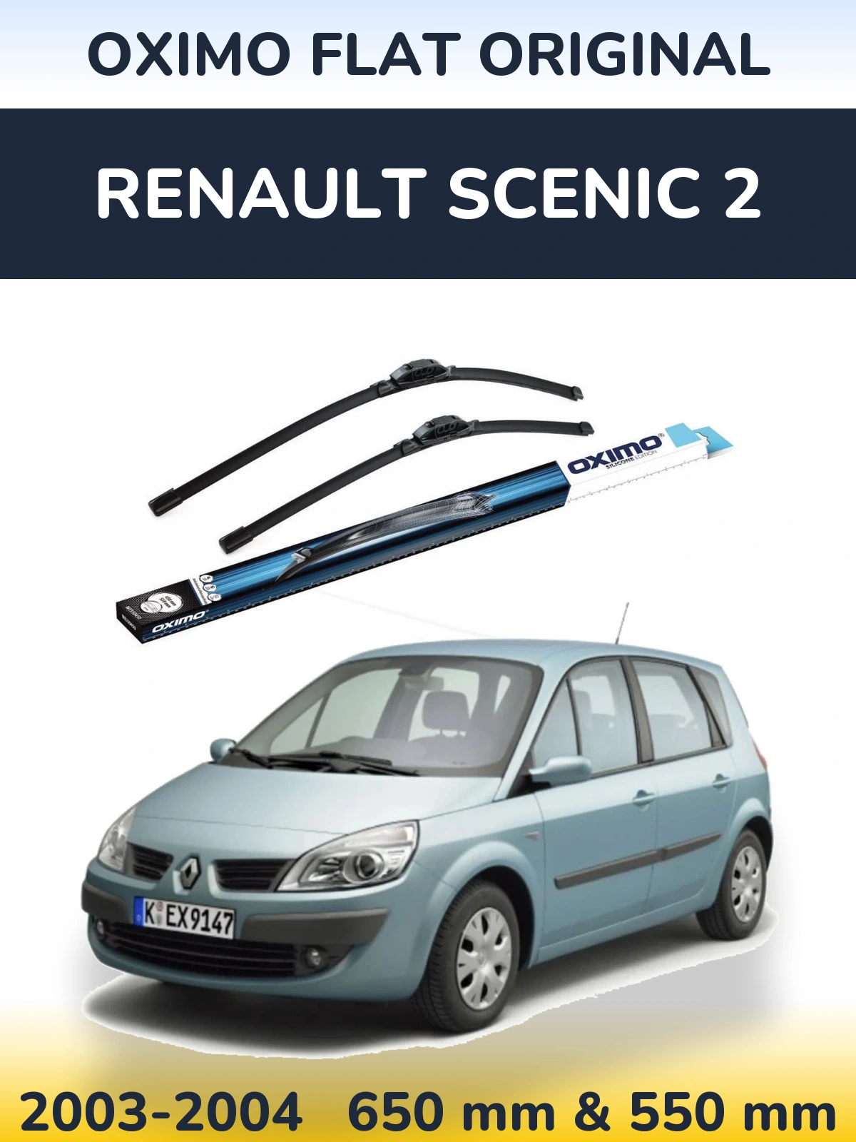 Komplet przednich wycieraczek Oximo Flat Original 650 & 550 mm do Renault Scenic 2 2003-2004