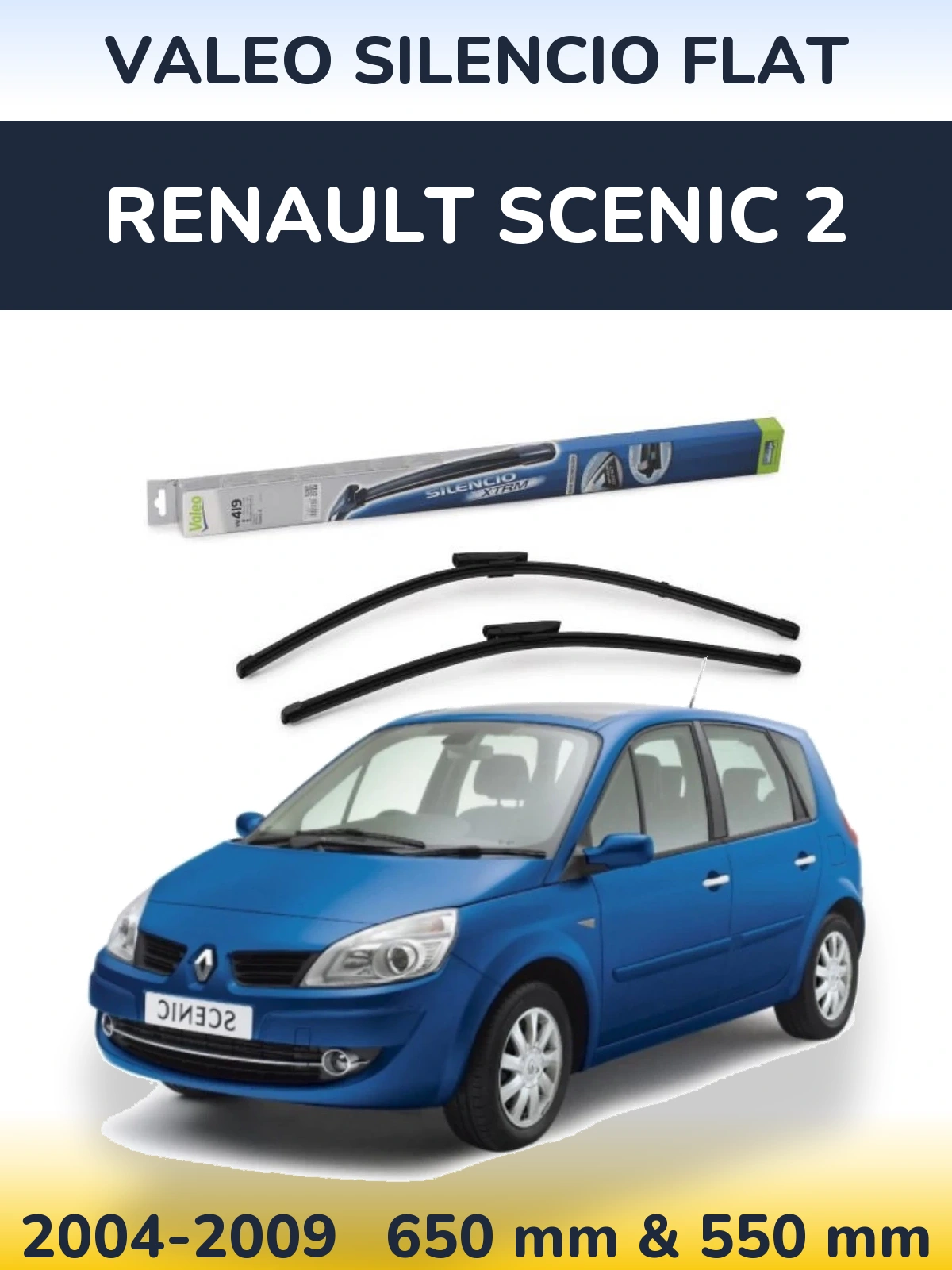 Комплект передних дворников Valeo Silencio Flat 650 & 550 мм для Renault Scenic 2 2004-2009