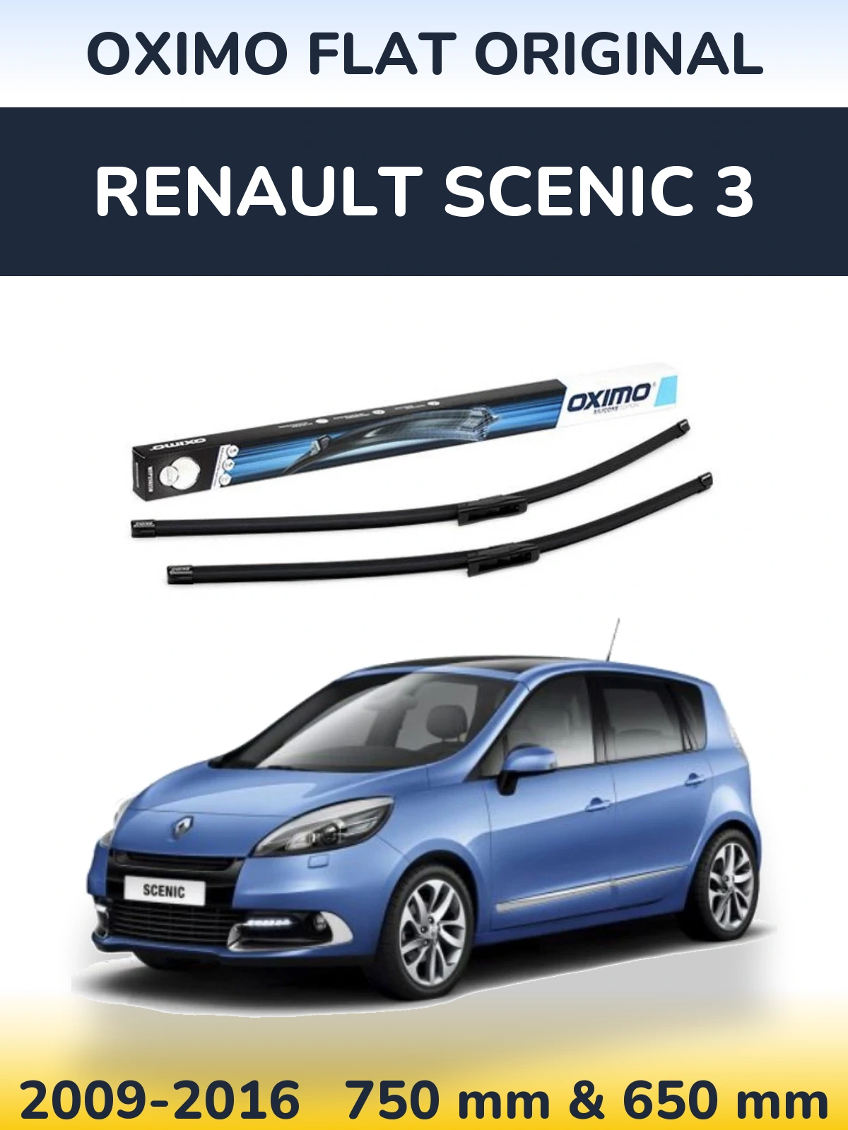 Komplet przednich wycieraczek Oximo Flat Original 750 & 650 mm do Renault Scenic 3 2009-2016