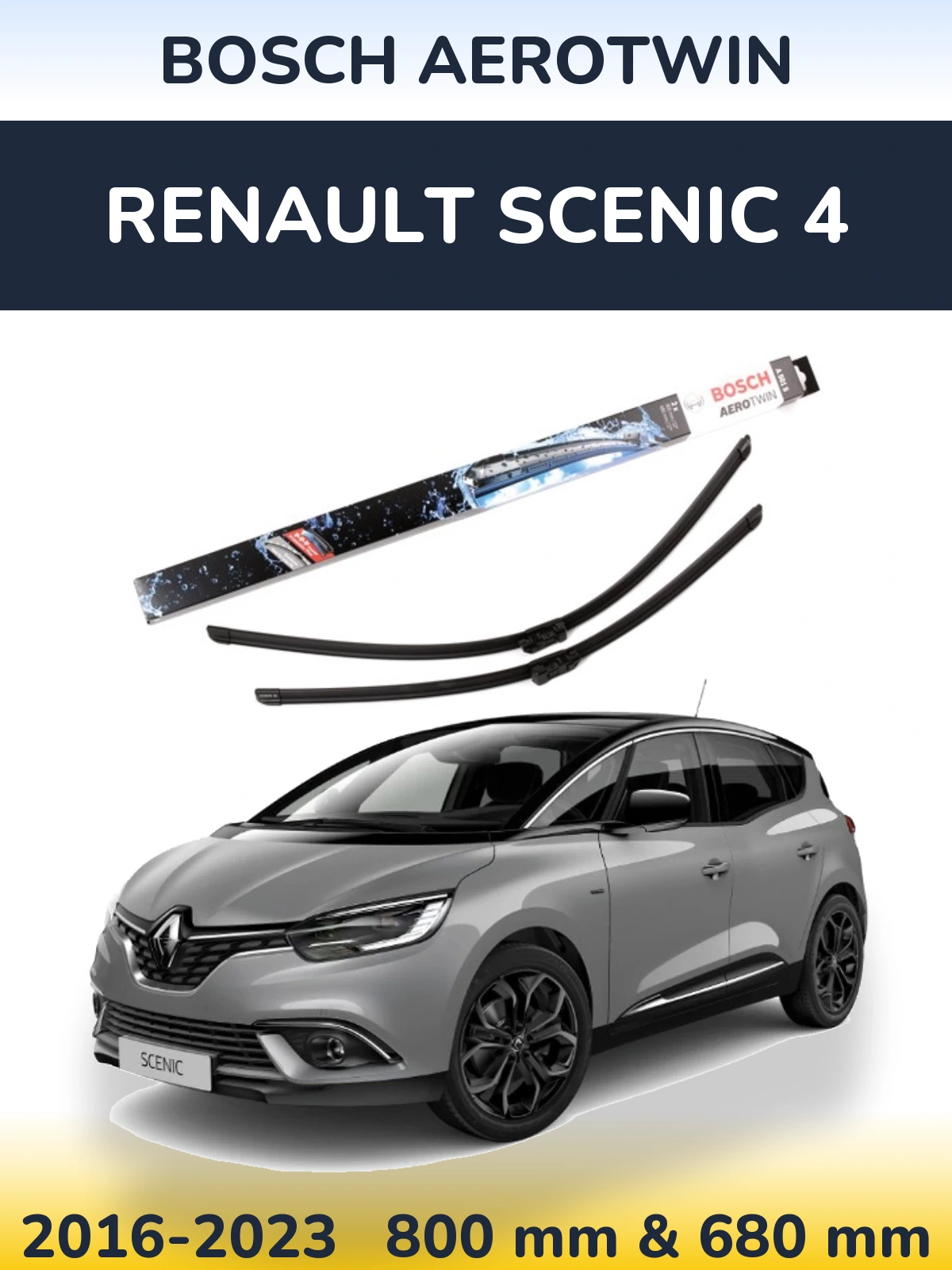 Komplet przednich wycieraczek BOSCH AeroTwin 800 & 680 mm do Renault Scenic 4 2016-2023