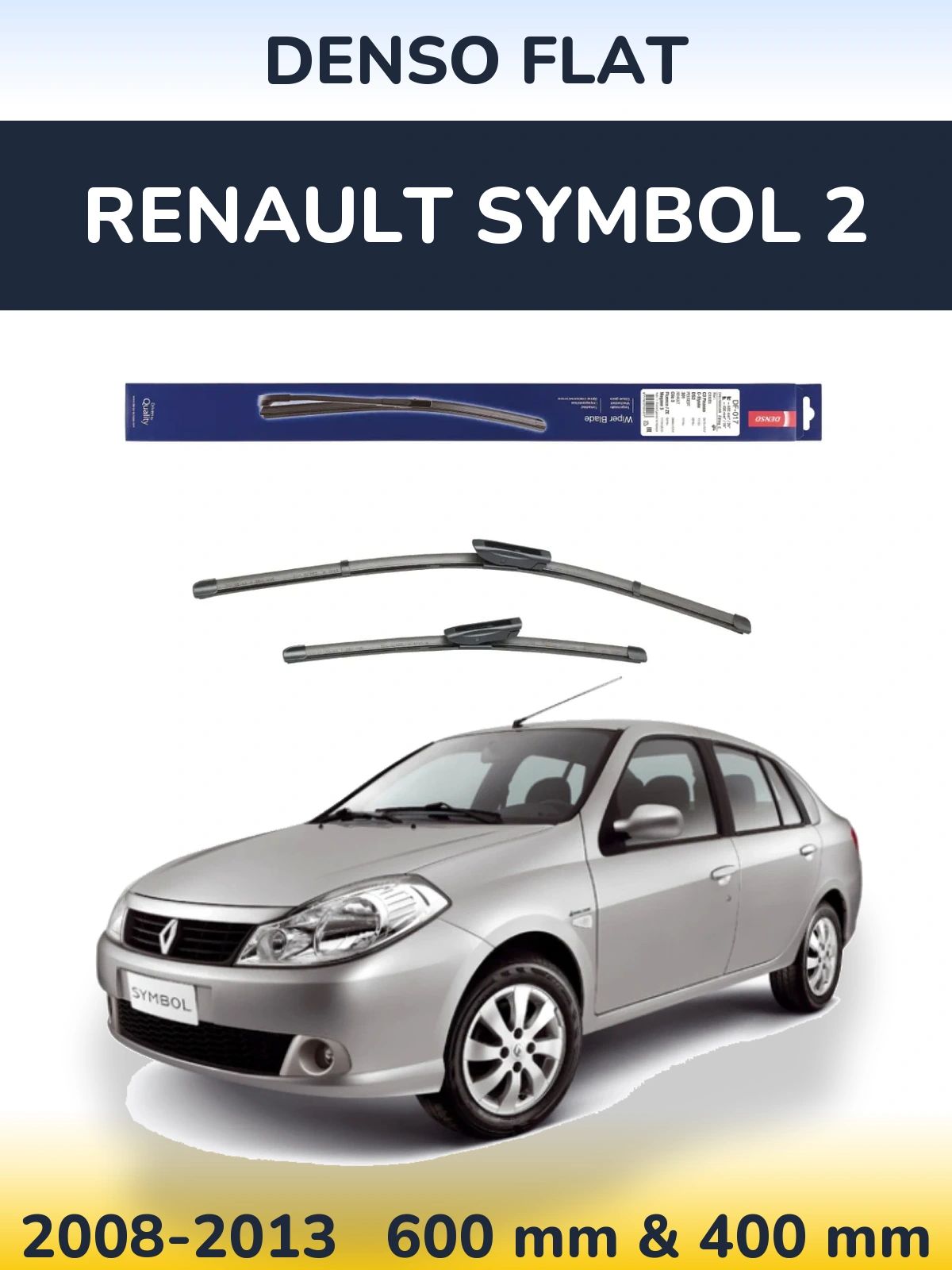 Комплект передних дворников Denso Flat 600 & 400 мм для Renault Symbol 2 2008-2013