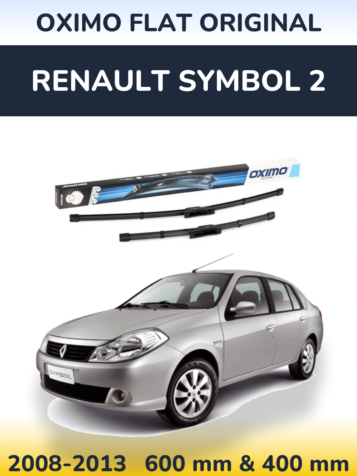 Комплект передних дворников Oximo Flat Original 600 & 400 мм для Renault Symbol 2 2008-2013