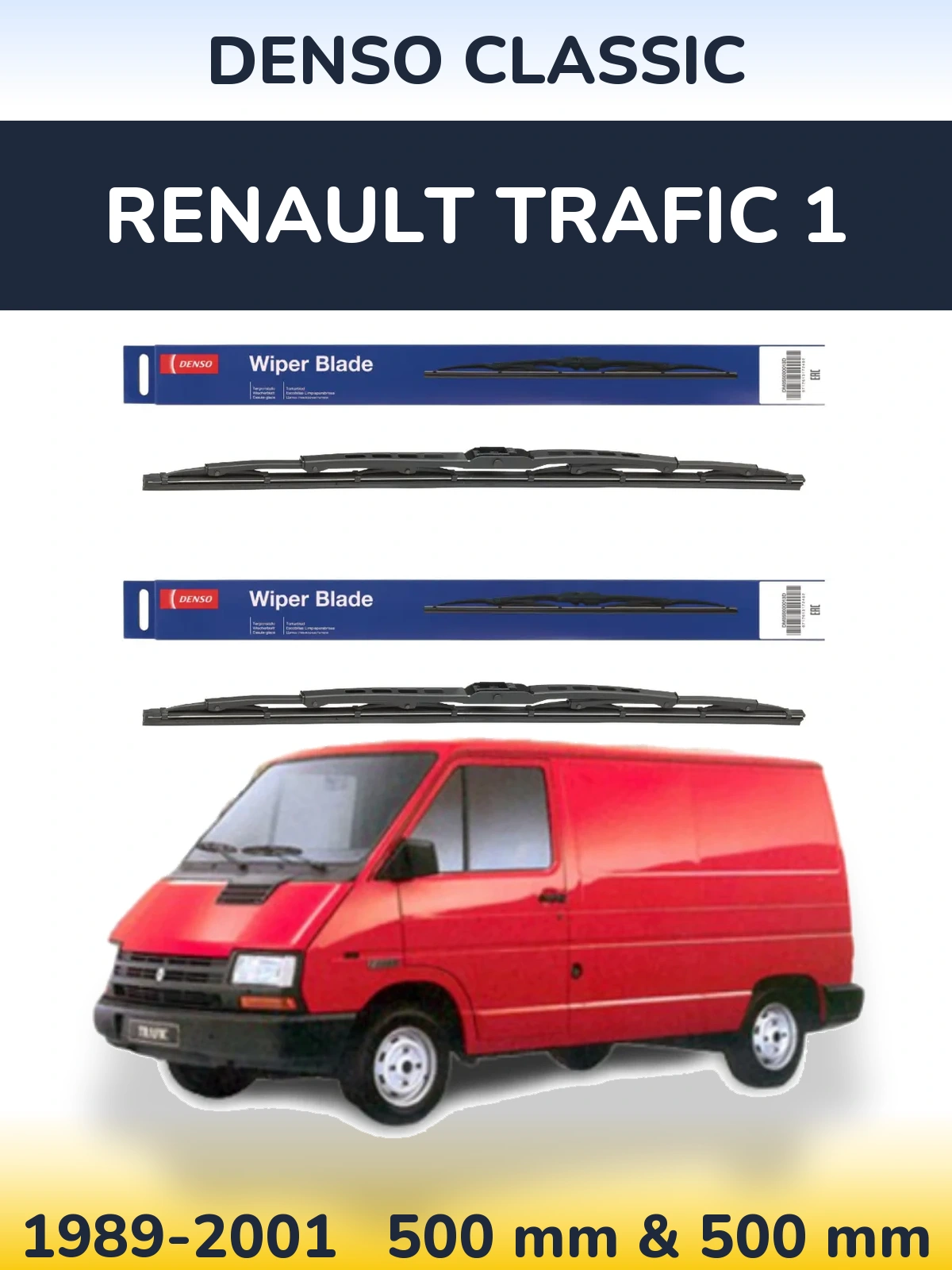 Komplet przednich wycieraczek Denso Classic 500 & 500 mm do Renault Trafic 1 1989-2001