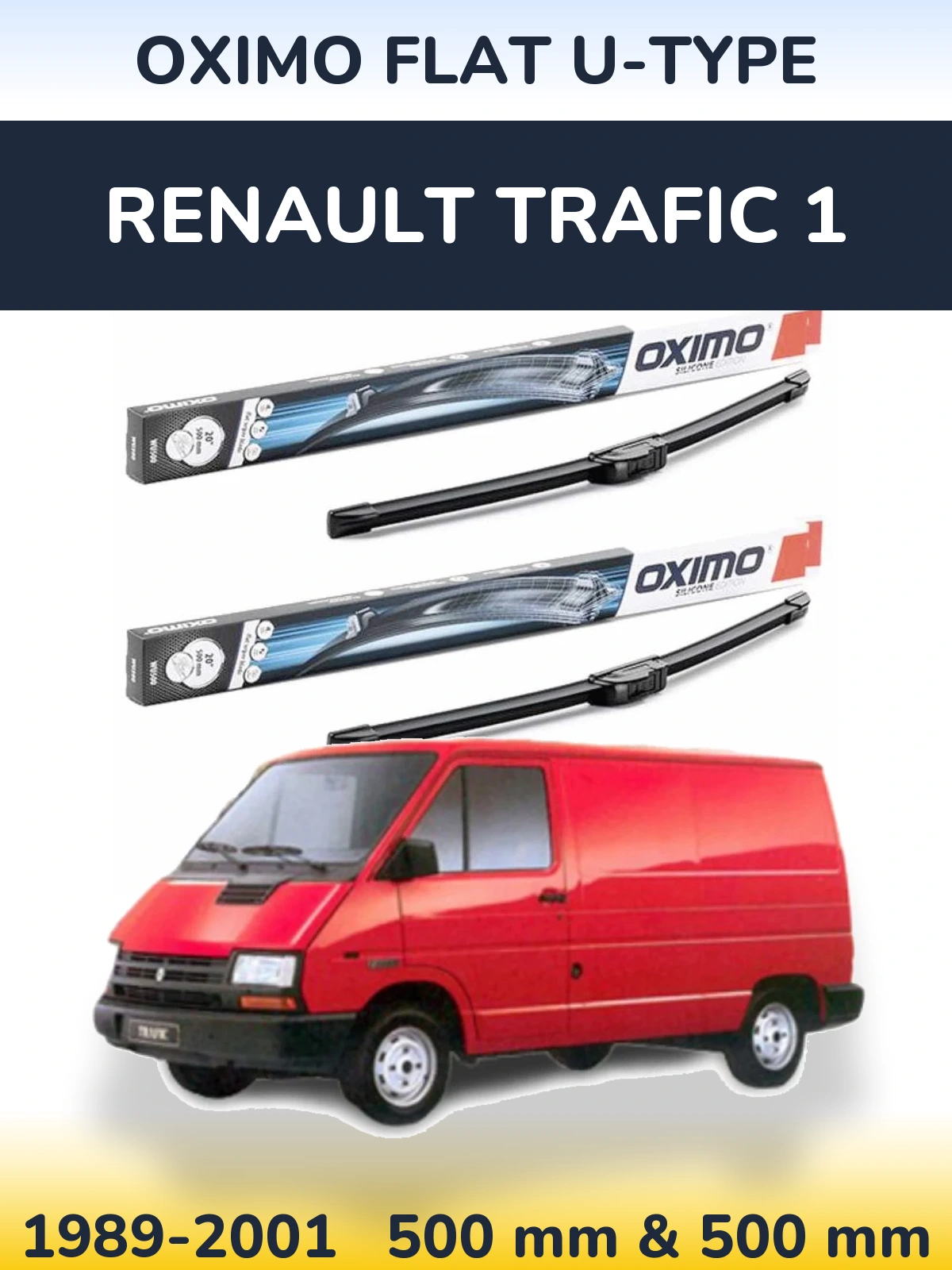 Komplet przednich wycieraczek Oximo Flat U-type 500 & 500 mm do Renault Trafic 1 1989-2001