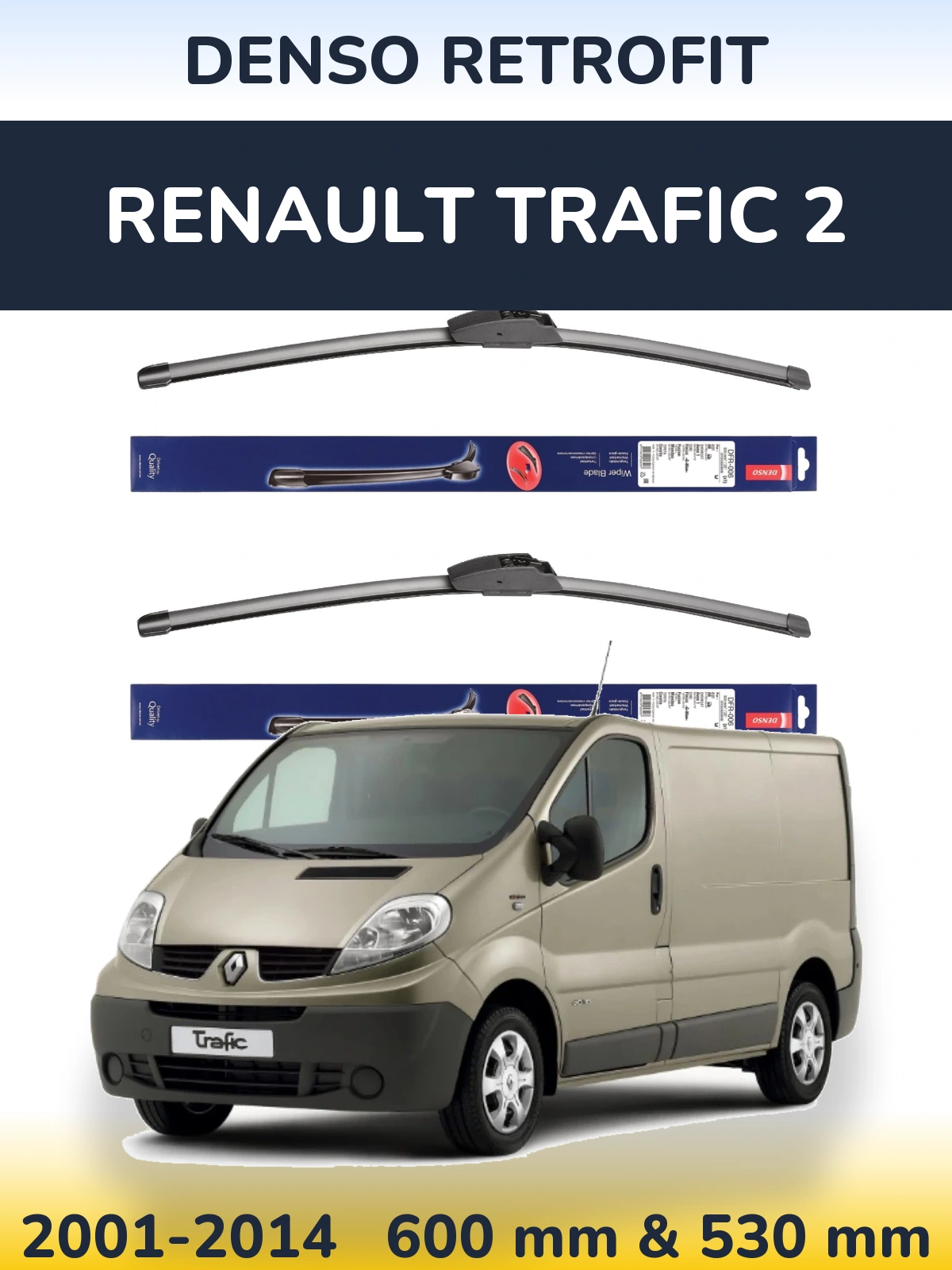 Komplet przednich wycieraczek Denso Retrofit 600 & 530 mm do Renault Trafic 2 2001-2014