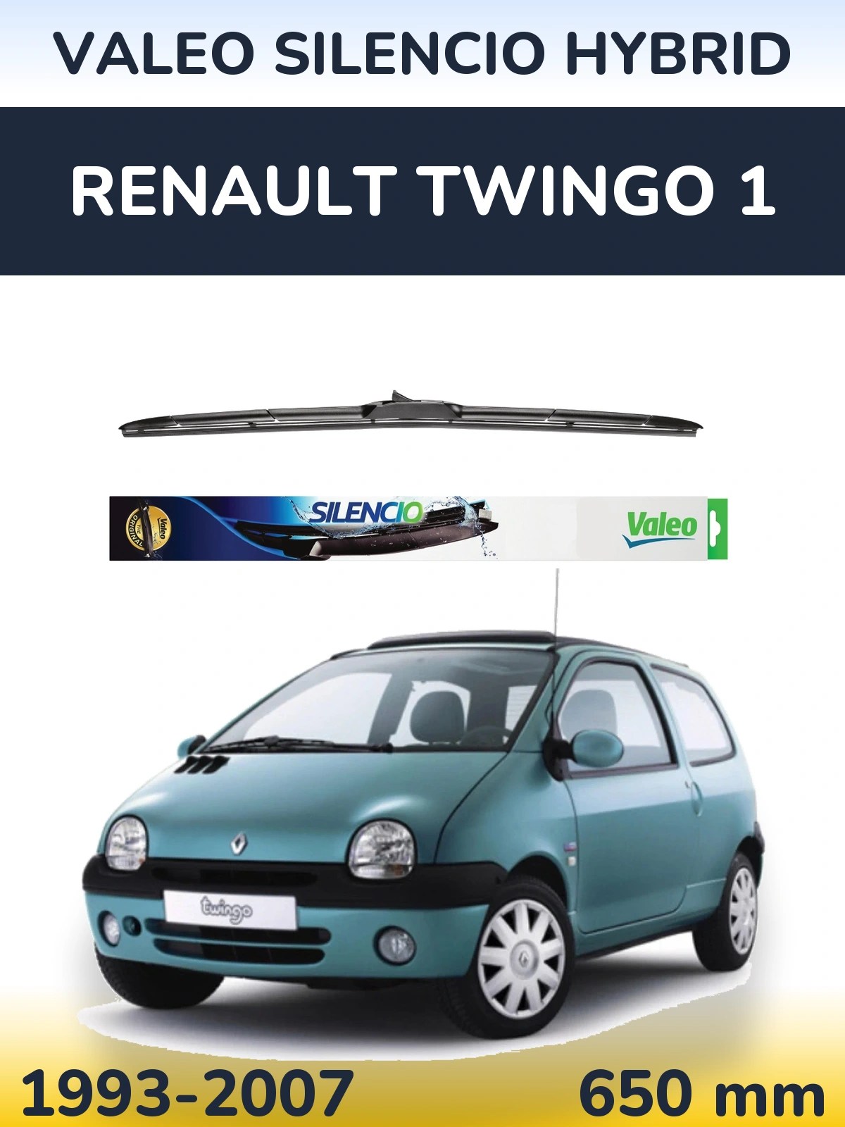 Передний дворник Valeo Silencio Hybrid 650 мм для Renault Twingo 1 1993-2007