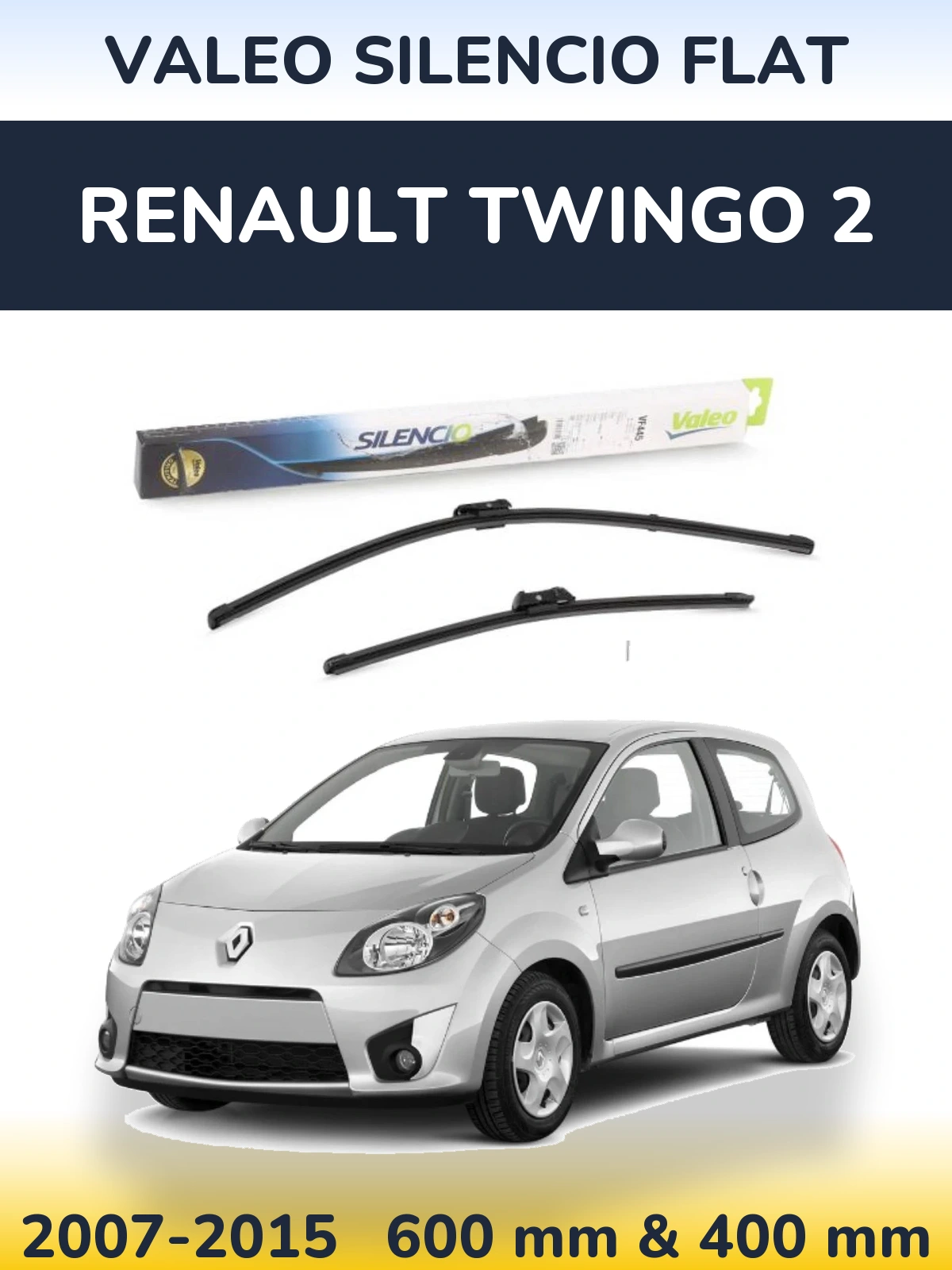 Komplet przednich wycieraczek Valeo Silencio Flat 600 & 400 mm do Renault Twingo 2 2007-2015