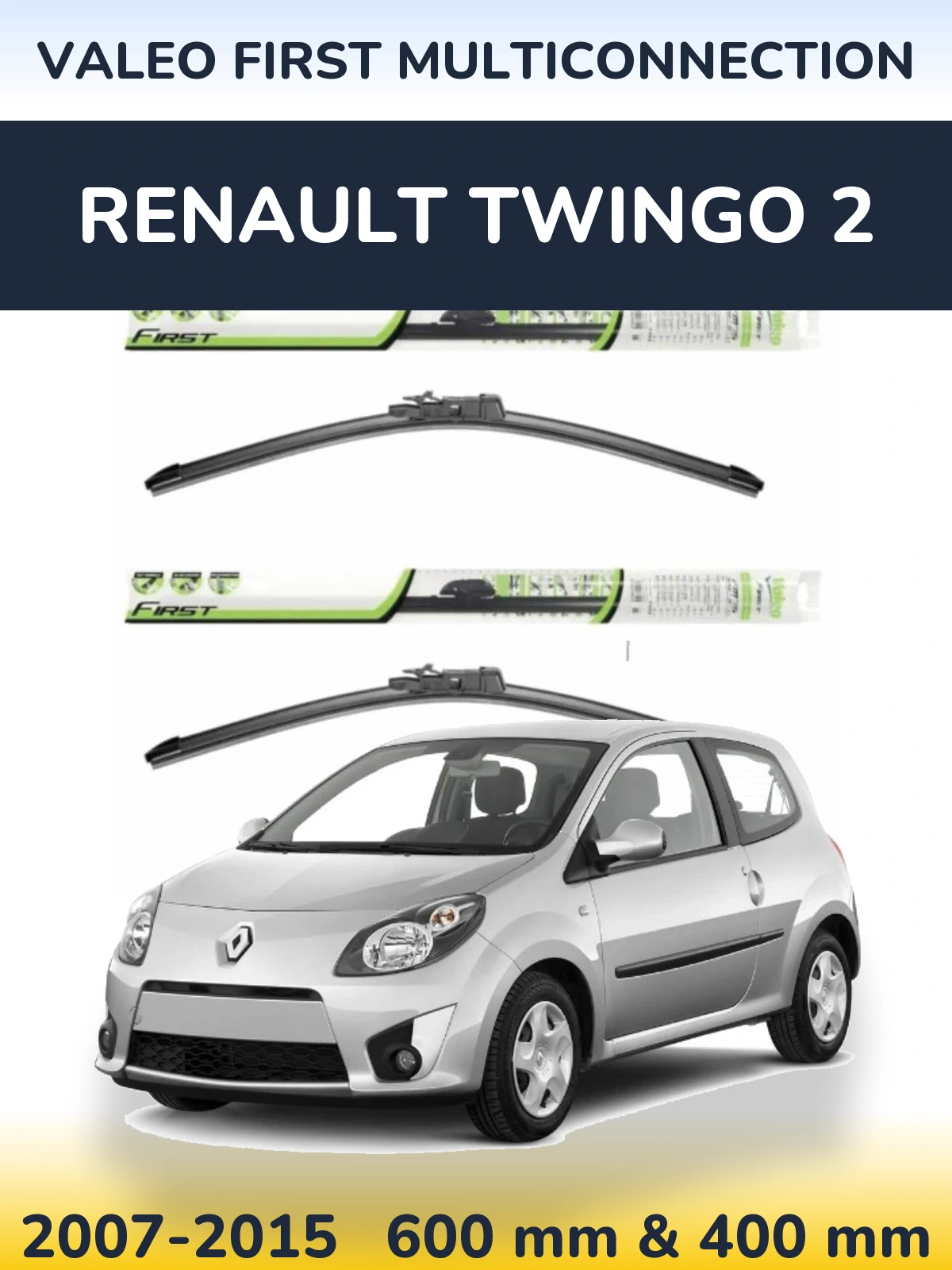 Komplet przednich wycieraczek Valeo First MultiConnection 600 & 400 mm do Renault Twingo 2 2007-2015