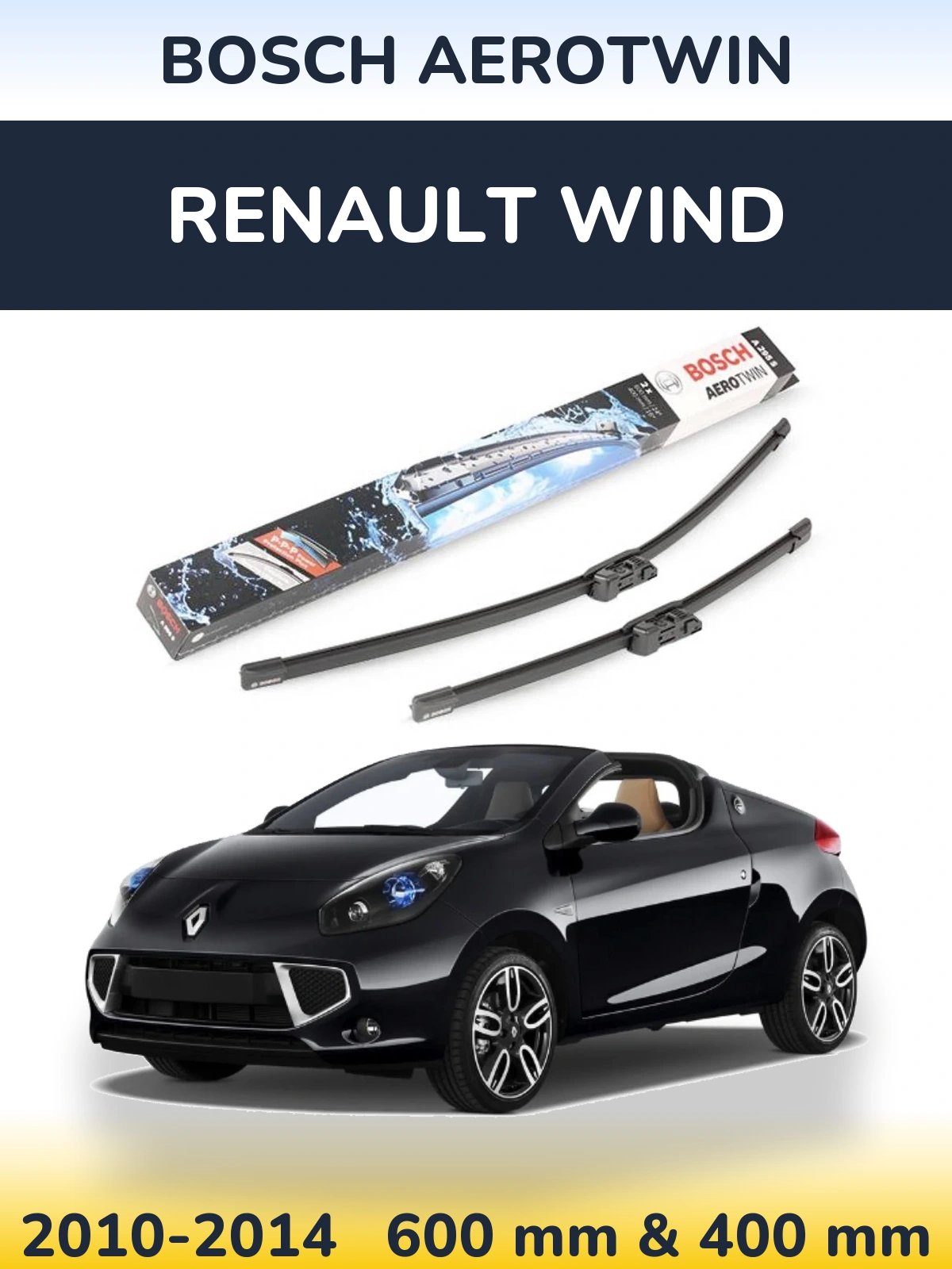 Komplet przednich wycieraczek BOSCH AeroTwin 600 & 400 mm do Renault Wind 2010-2014