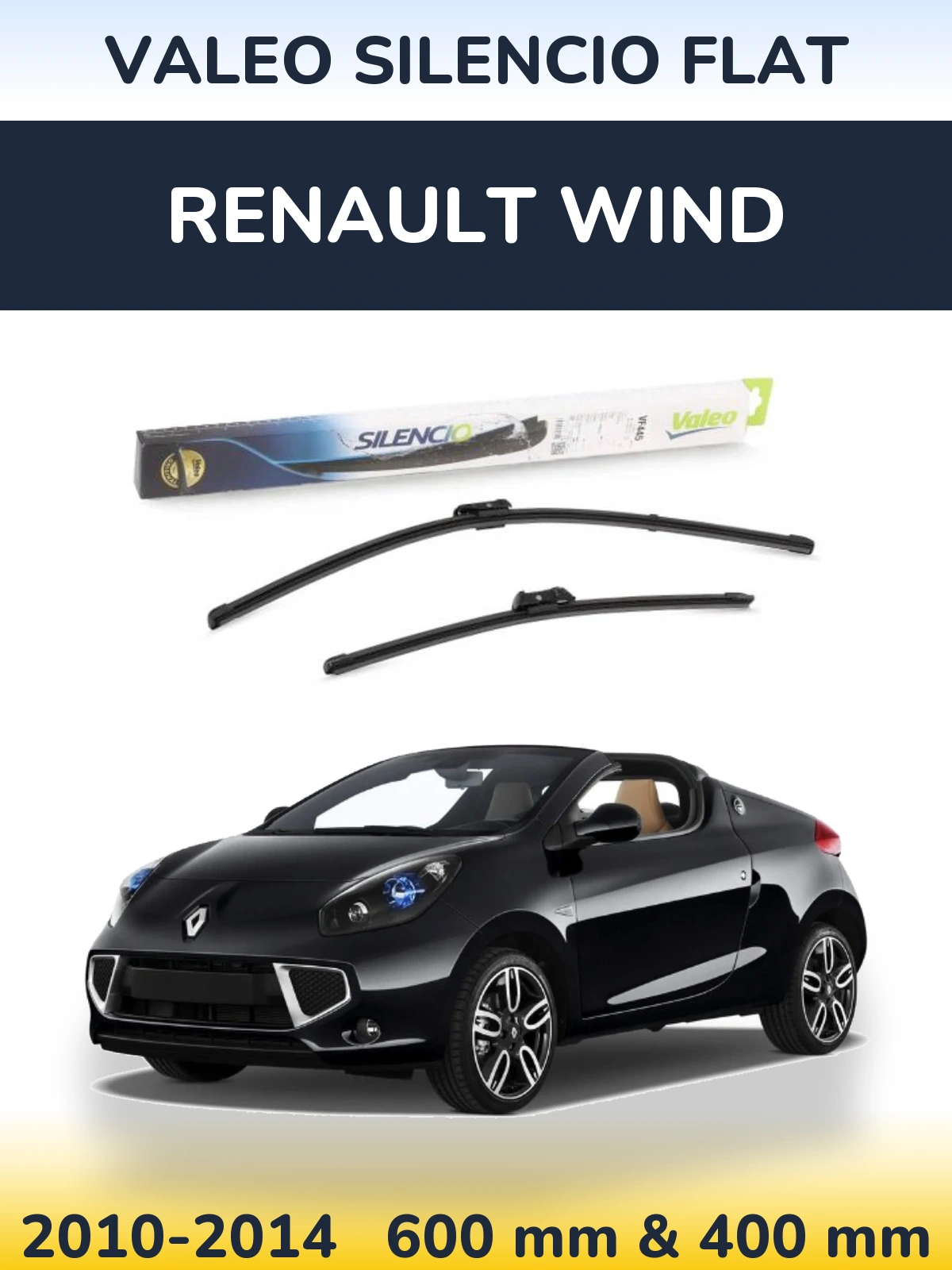 Комплект передних дворников Valeo Silencio Flat 600 & 400 мм для Renault Wind 2010-2014